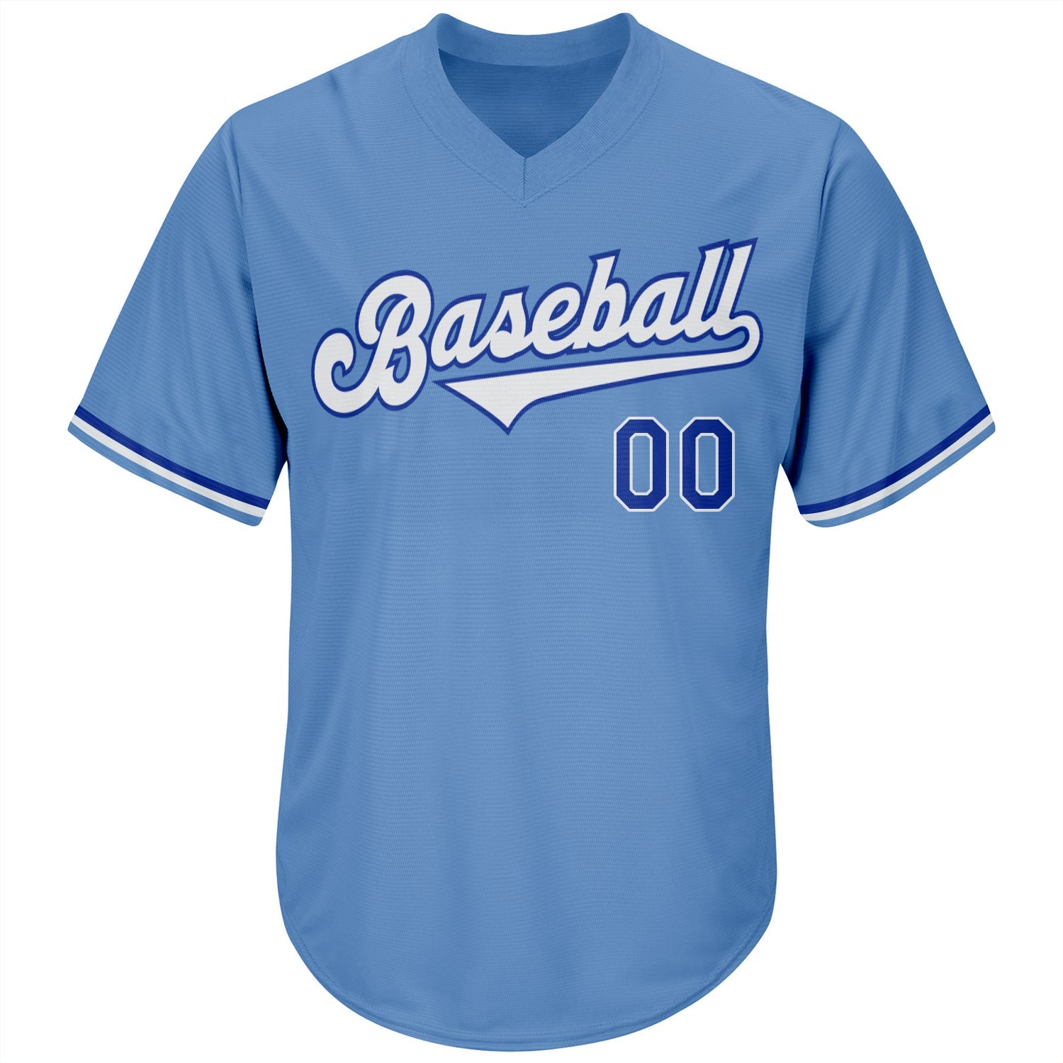Custom Light Blue White-Royal Authentic Throwback Rib-Knit Baseball Jersey Shirt view 2