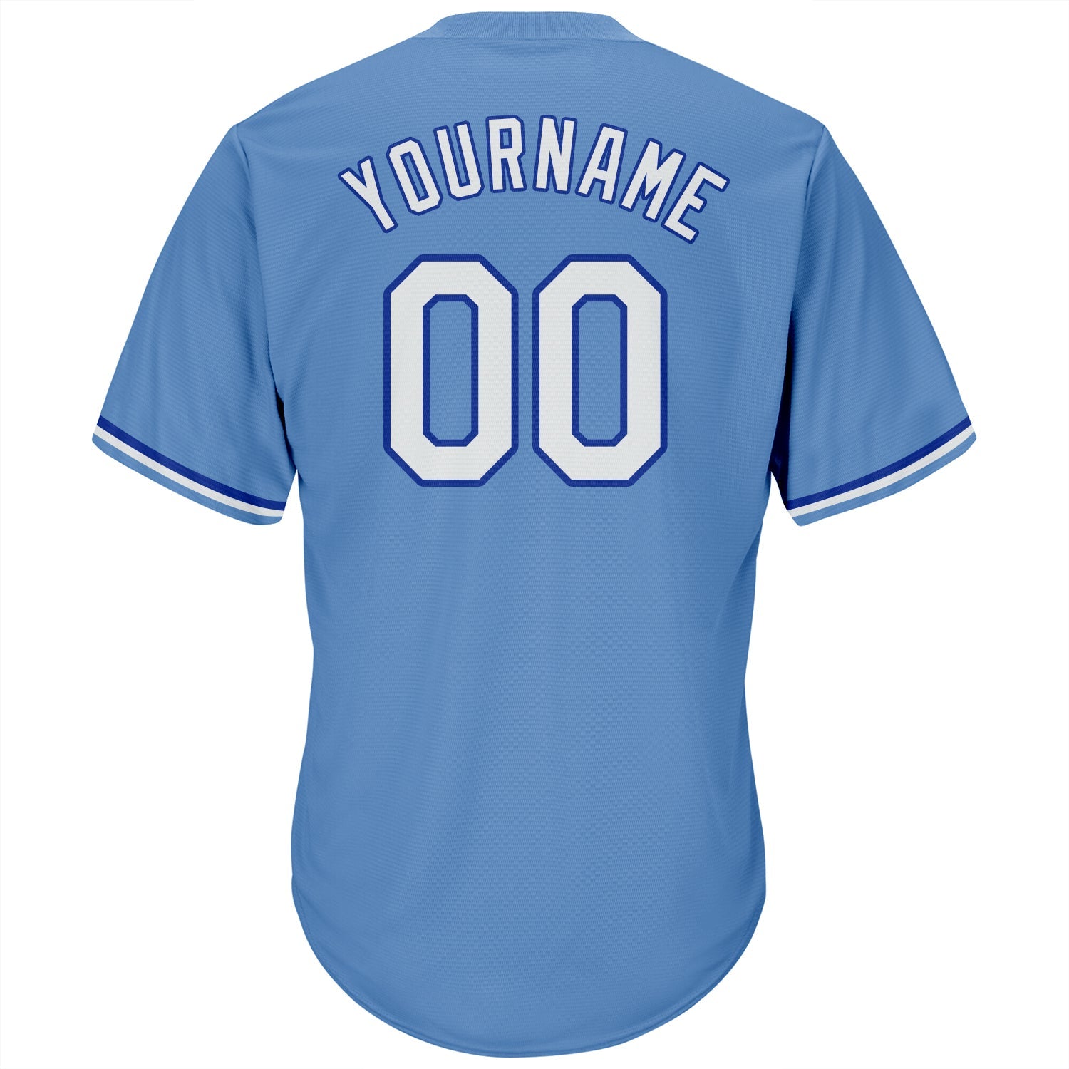 Custom Light Blue White-Royal Authentic Throwback Rib-Knit Baseball Jersey Shirt view 3