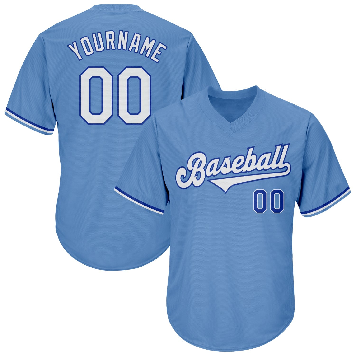 Custom Light Blue White-Royal Authentic Throwback Rib-Knit Baseball Jersey Shirt - Main View
