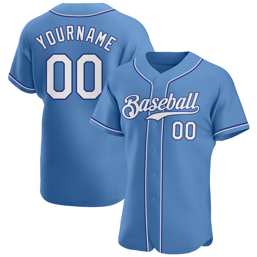 Custom Light Blue White-Royal Authentic Baseball Jersey - Main View