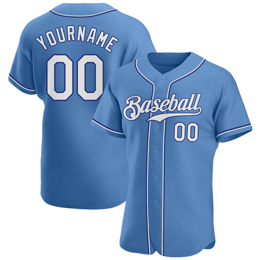 Custom Light Blue White-Royal Authentic Baseball Jersey - Main View