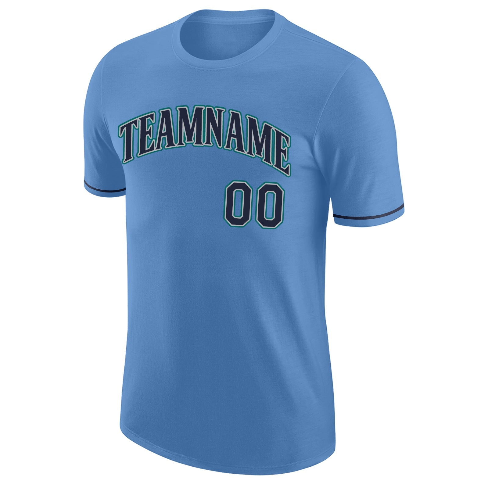 Custom Light Blue Navy-Aqua Performance T-Shirt view 5