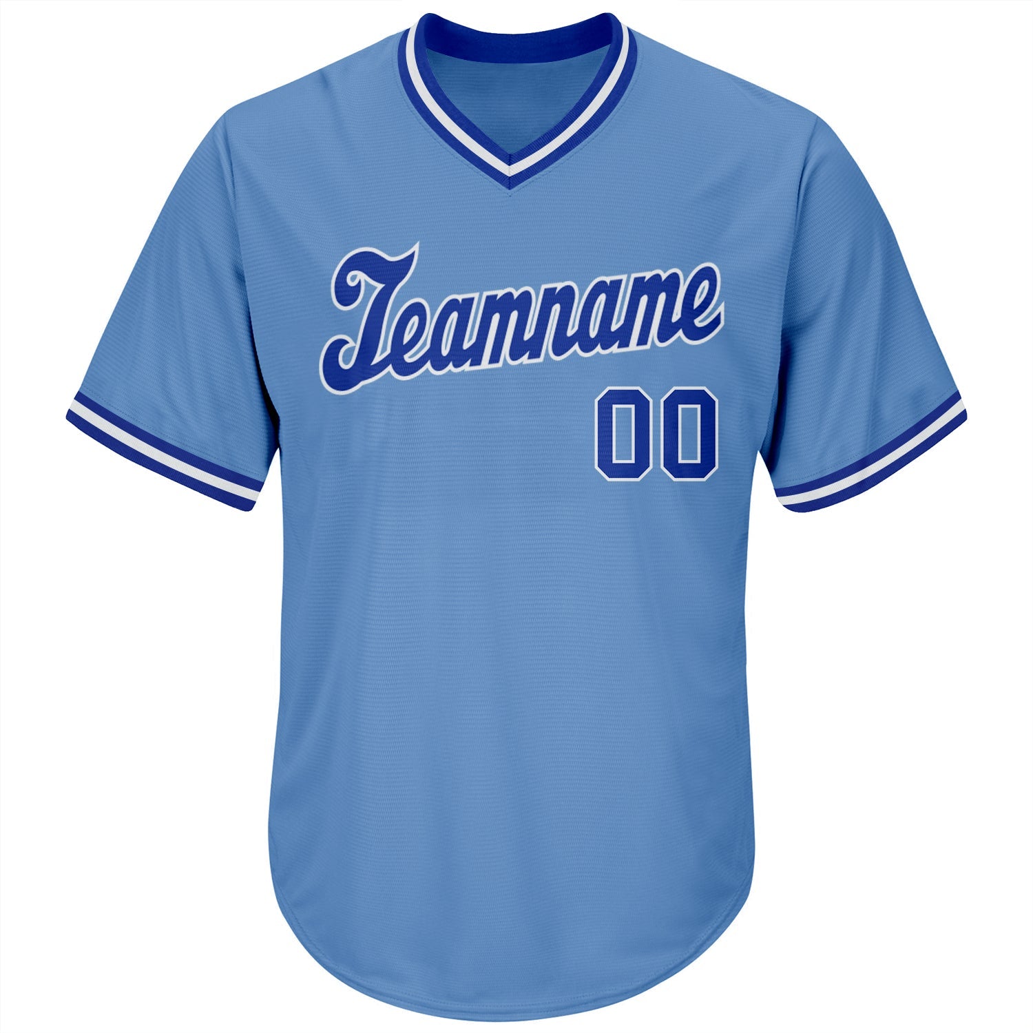 Custom Light Blue Royal-White Authentic Throwback Rib-Knit Baseball Jersey Shirt view 2