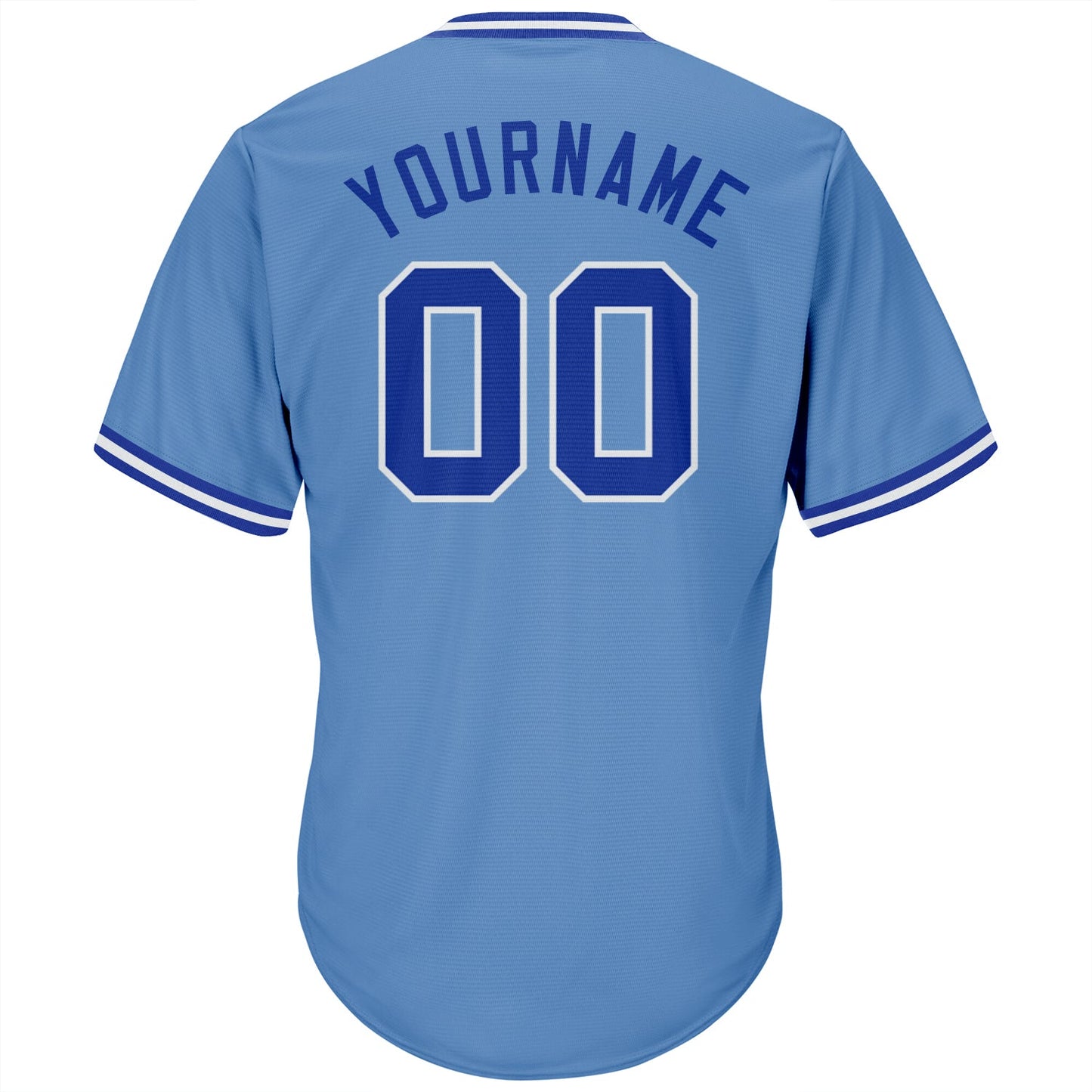 Custom Light Blue Royal-White Authentic Throwback Rib-Knit Baseball Jersey Shirt view 3