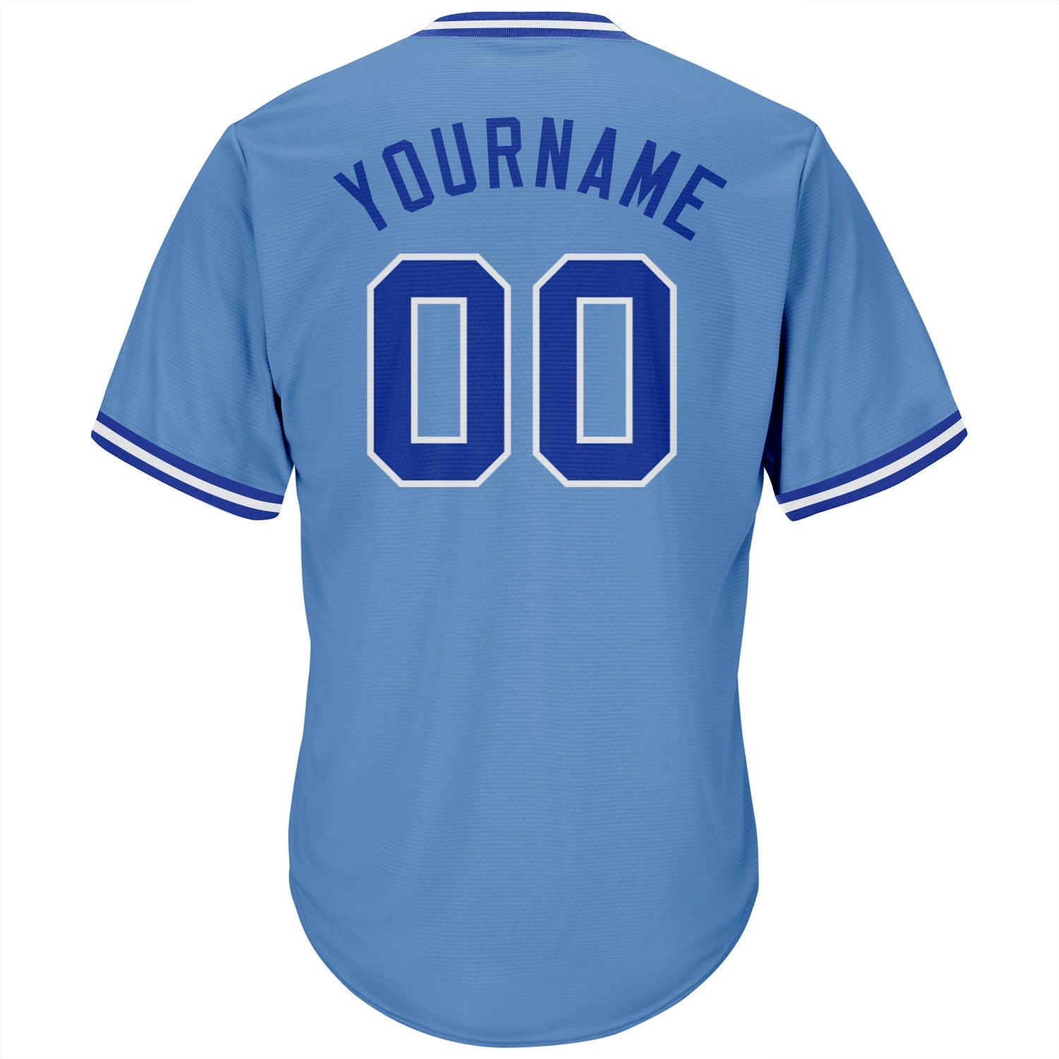 Custom Light Blue Royal-White Authentic Throwback Rib-Knit Baseball Jersey Shirt view 3