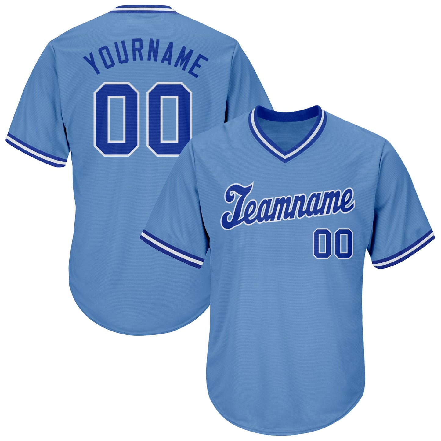 Custom Light Blue Royal-White Authentic Throwback Rib-Knit Baseball Jersey Shirt - Main View