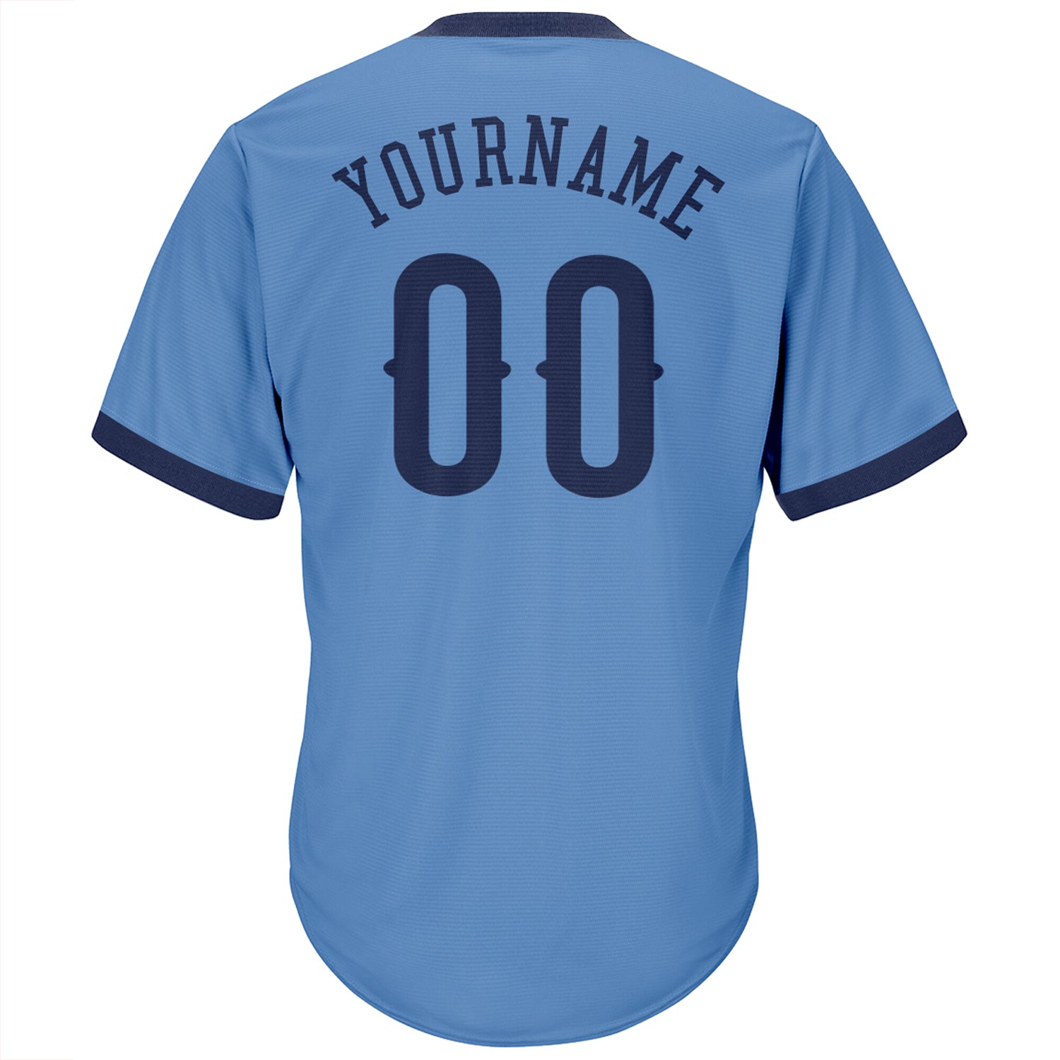 Custom Light Blue Navy Authentic Throwback Rib-Knit Baseball Jersey Shirt view 3