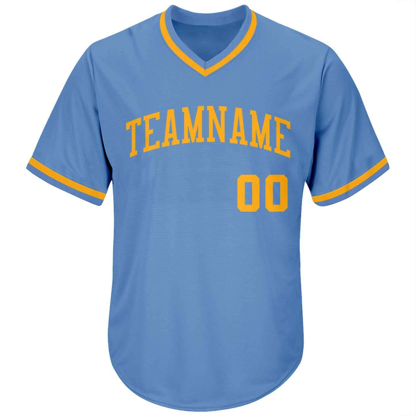 Custom Light Blue Gold Authentic Throwback Rib-Knit Baseball Jersey Shirt view 2
