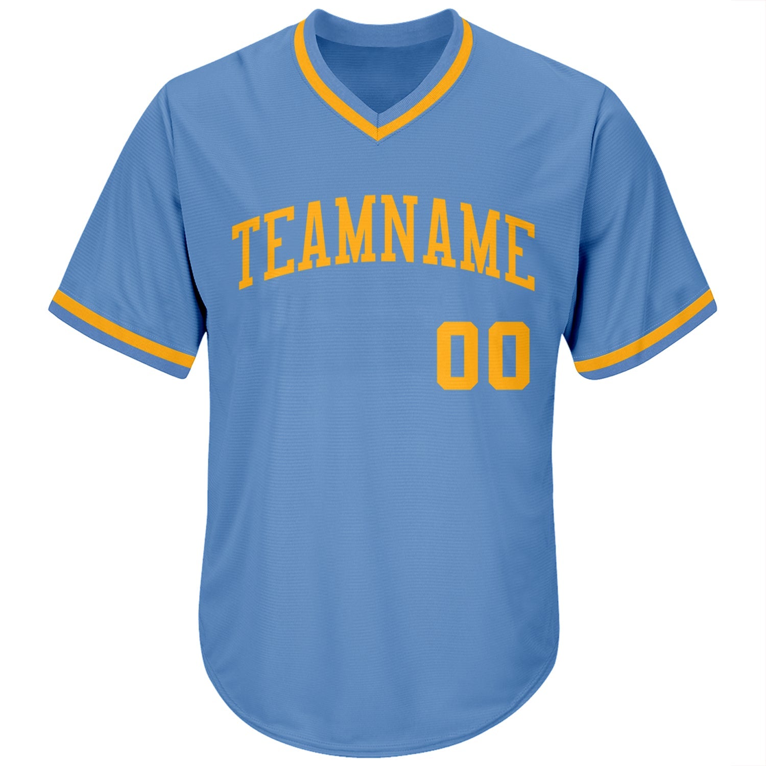 Custom Light Blue Gold Authentic Throwback Rib-Knit Baseball Jersey Shirt view 2