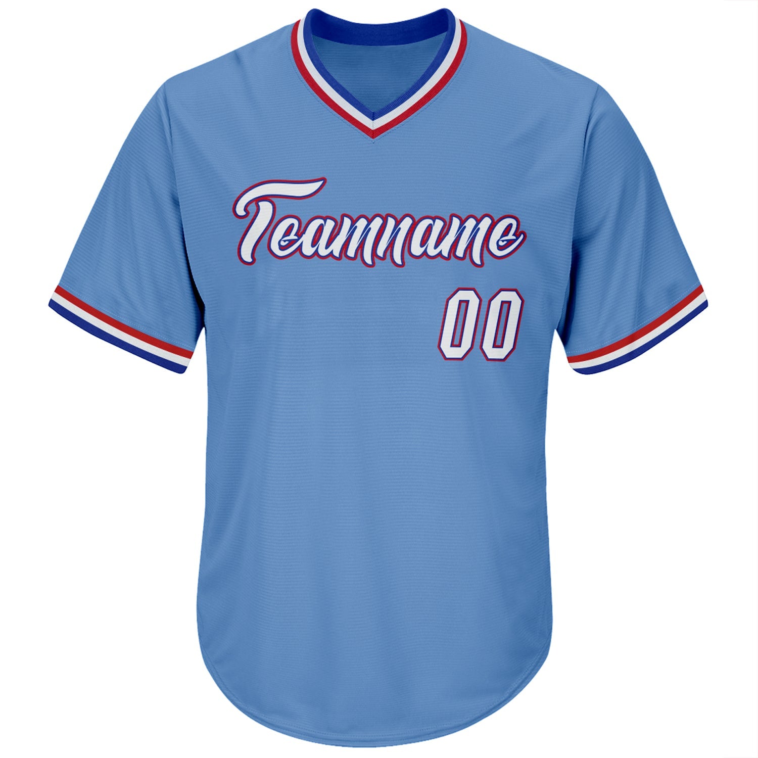 Custom Light Blue White-Royal Authentic Throwback Rib-Knit Baseball Jersey Shirt view 2