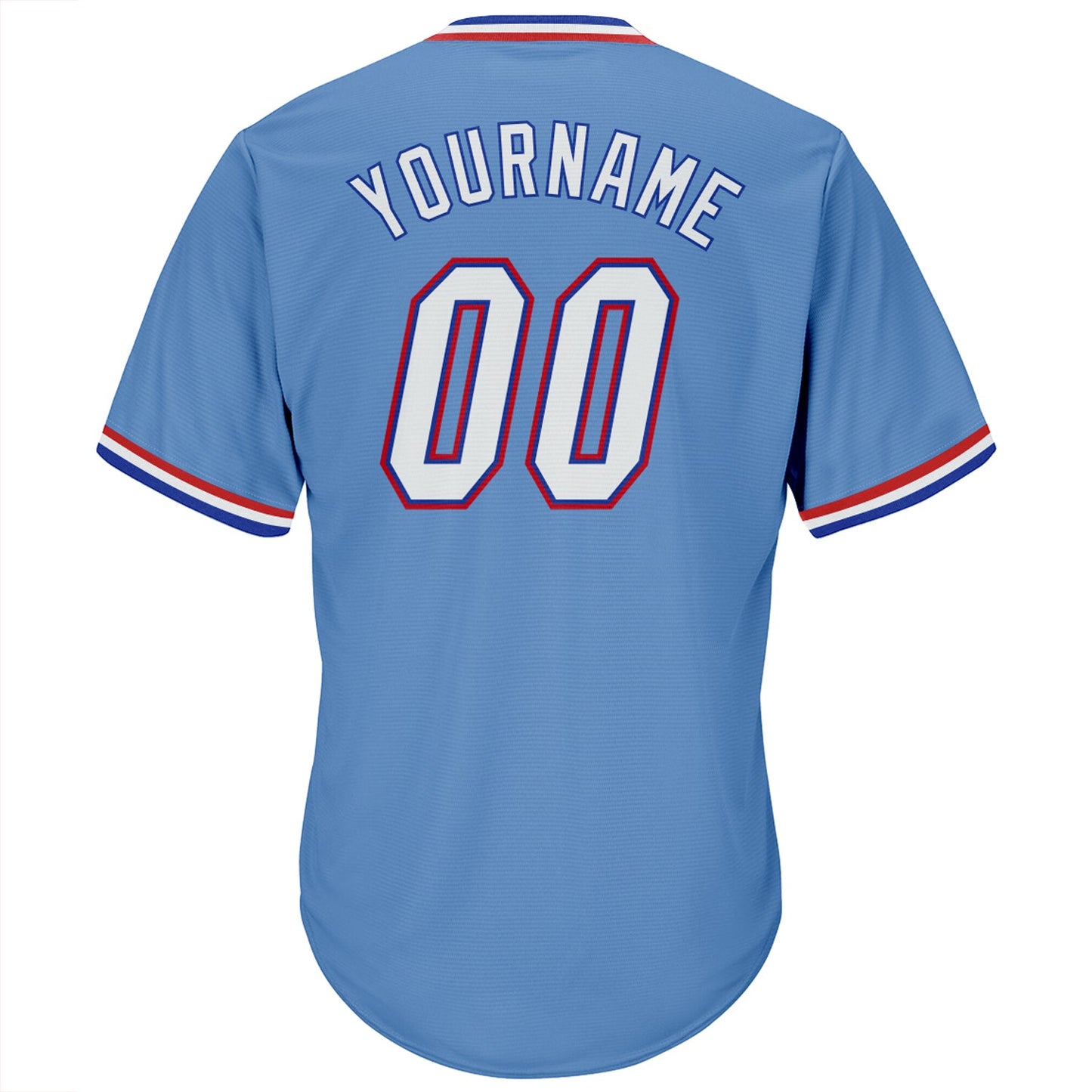 Custom Light Blue White-Royal Authentic Throwback Rib-Knit Baseball Jersey Shirt view 3