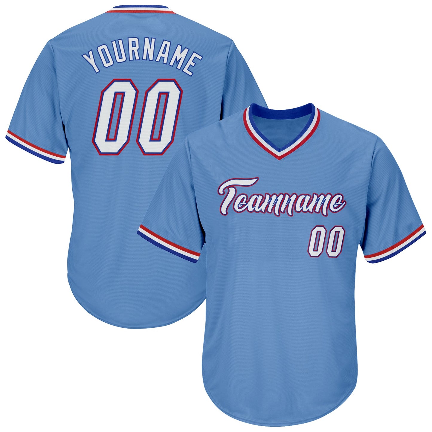 Custom Light Blue White-Royal Authentic Throwback Rib-Knit Baseball Jersey Shirt - Main View