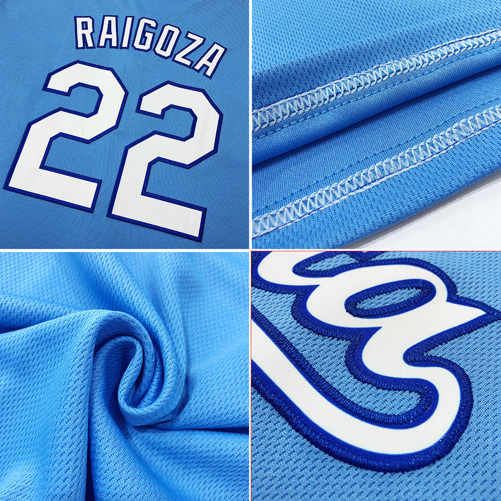 Custom Light Blue White-Red Authentic Throwback Rib-Knit Baseball Jersey Shirt view 7