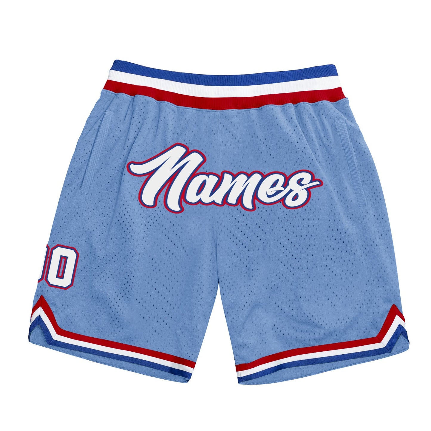 Custom Light Blue White-Royal Authentic Throwback Basketball Shorts - Main View
