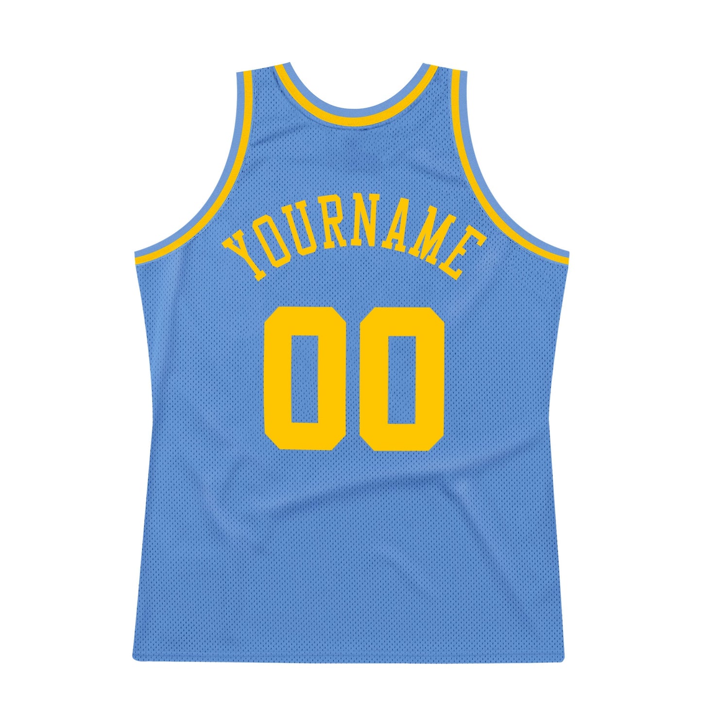 Custom Light Blue Gold Authentic Throwback Basketball Jersey view 6