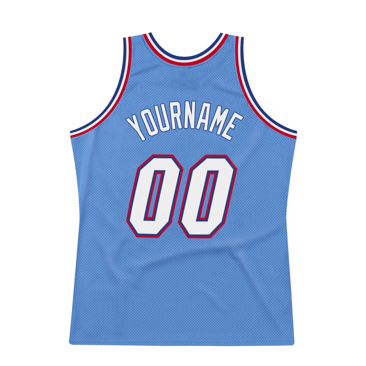 Custom Light Blue White-Royal Authentic Throwback Basketball Jersey view 6