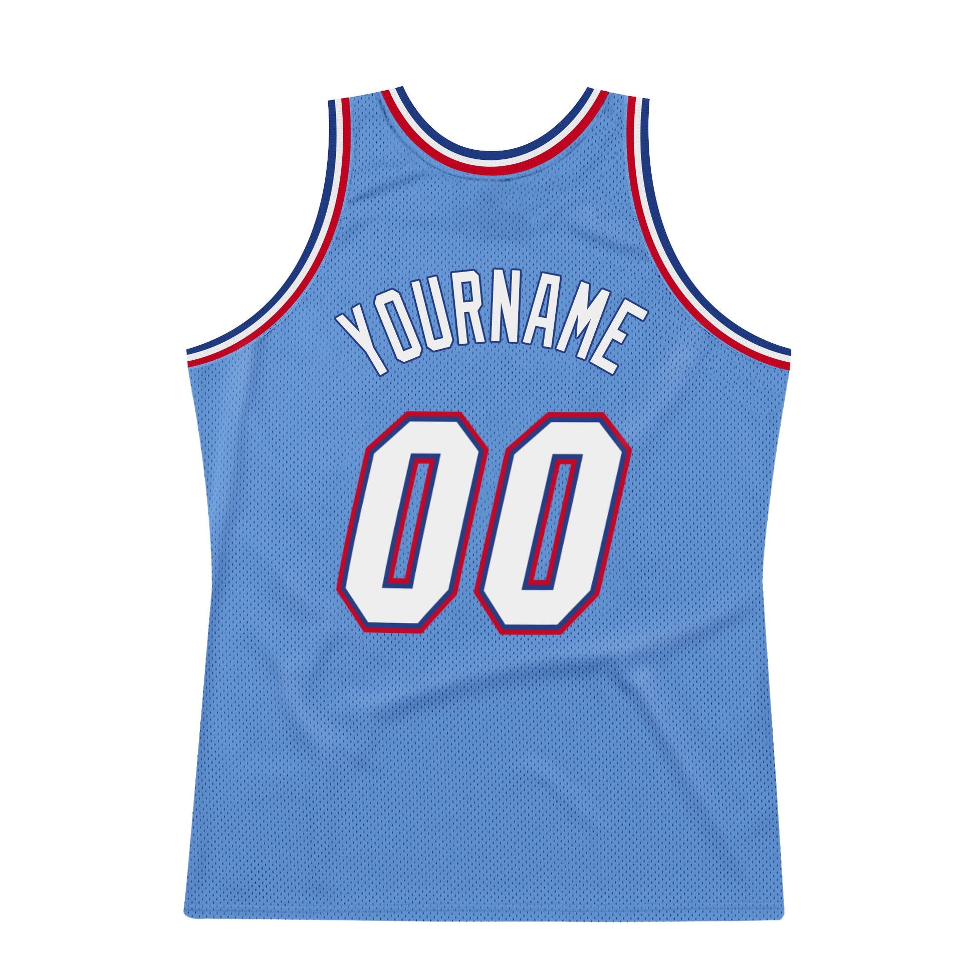 Custom Light Blue White-Royal Authentic Throwback Basketball Jersey view 6