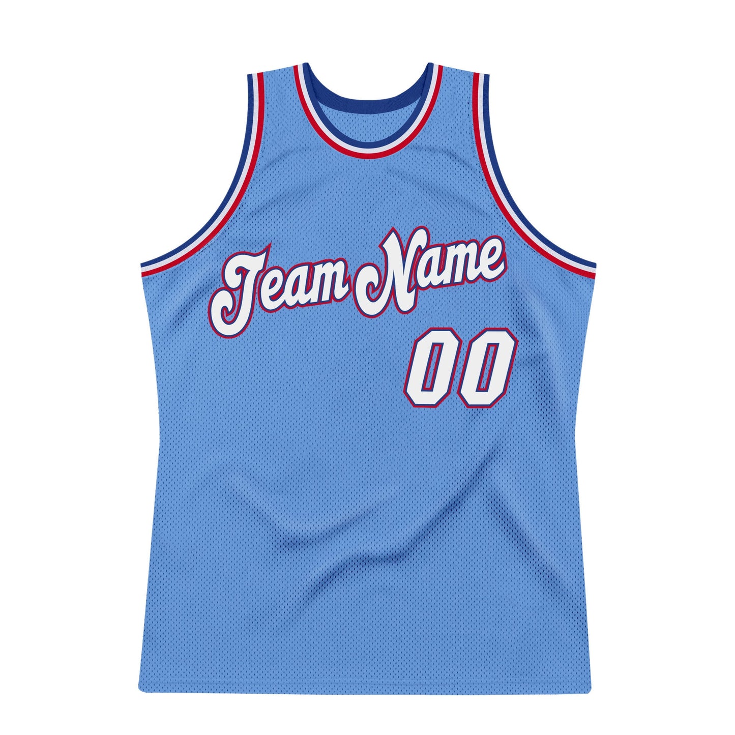 Custom Light Blue White-Royal Authentic Throwback Basketball Jersey view 7