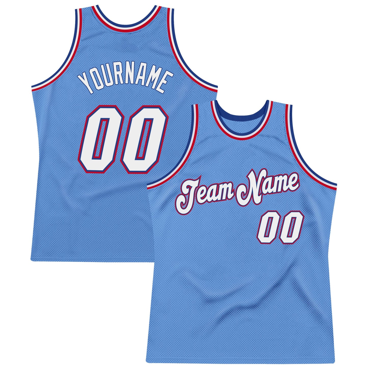 Custom Light Blue White-Royal Authentic Throwback Basketball Jersey - Main View
