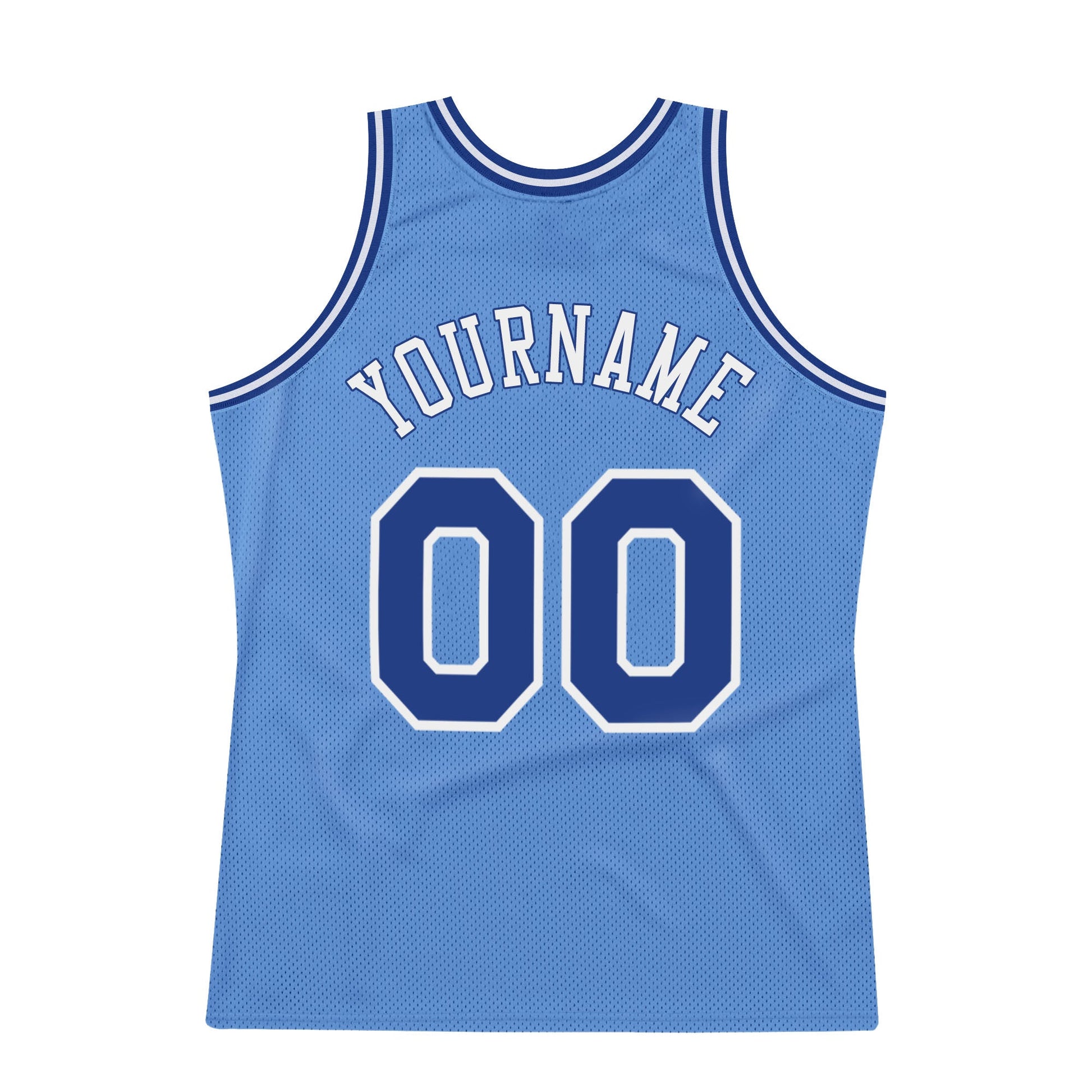 Custom Light Blue Royal-White Authentic Throwback Basketball Jersey view 6
