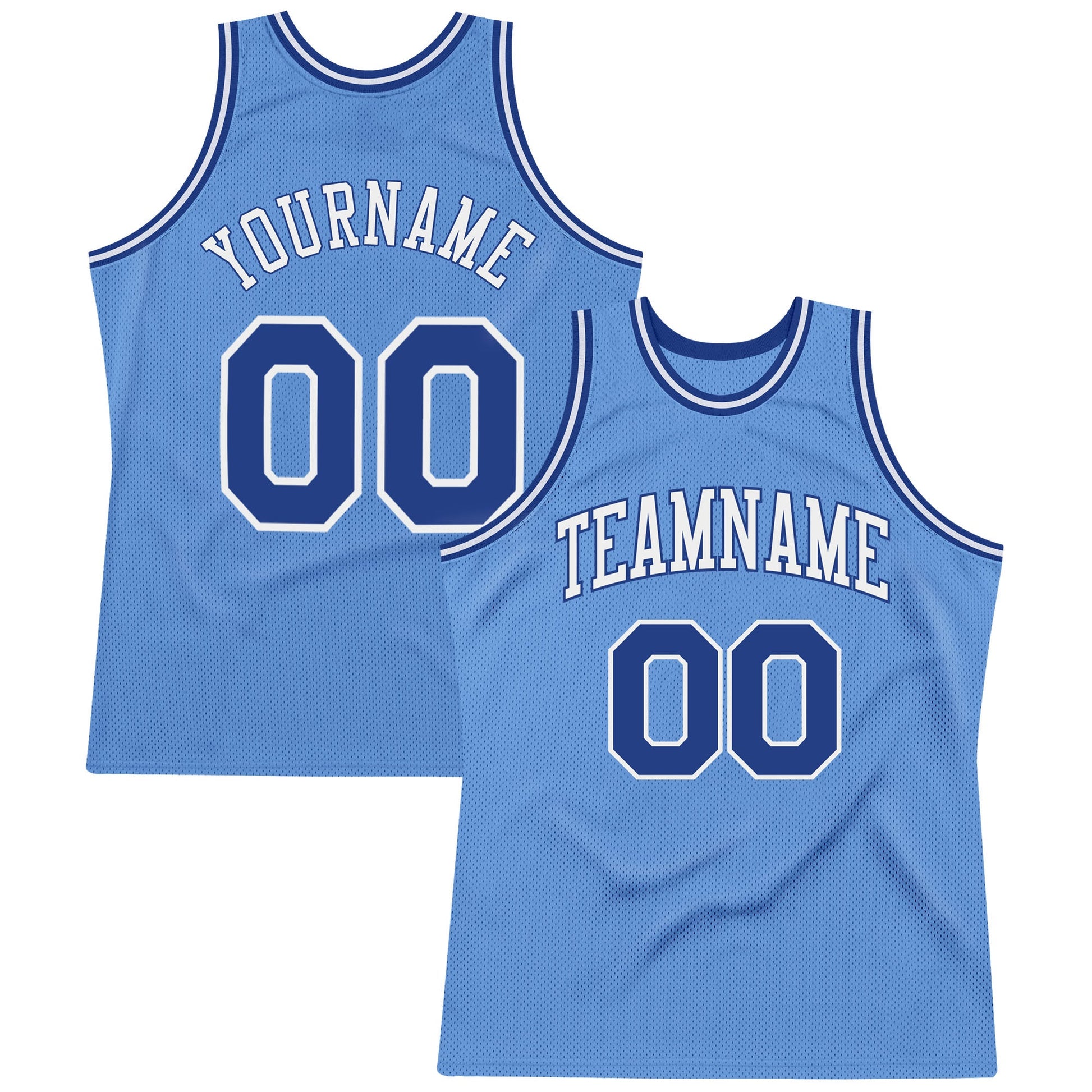 Custom Light Blue Royal-White Authentic Throwback Basketball Jersey - Main View