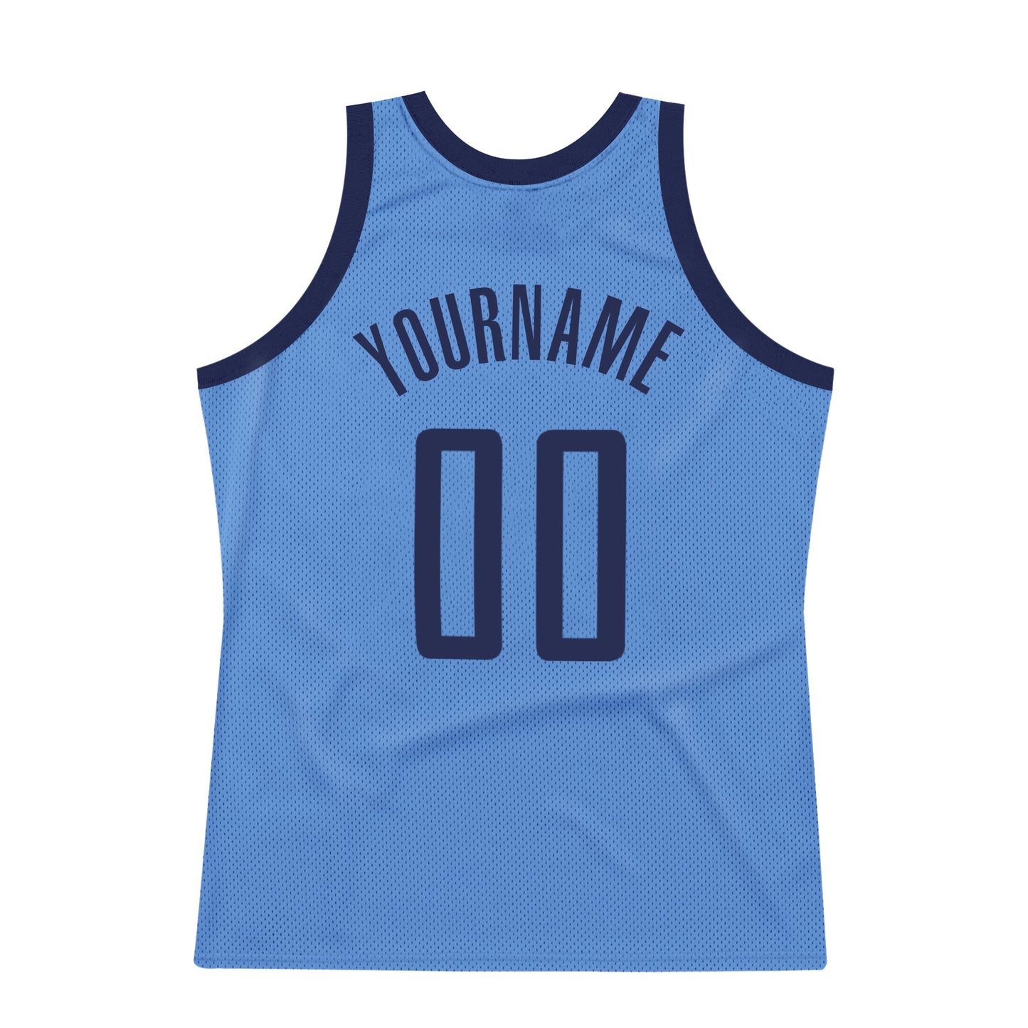 Custom Light Blue Navy Authentic Throwback Basketball Jersey view 5
