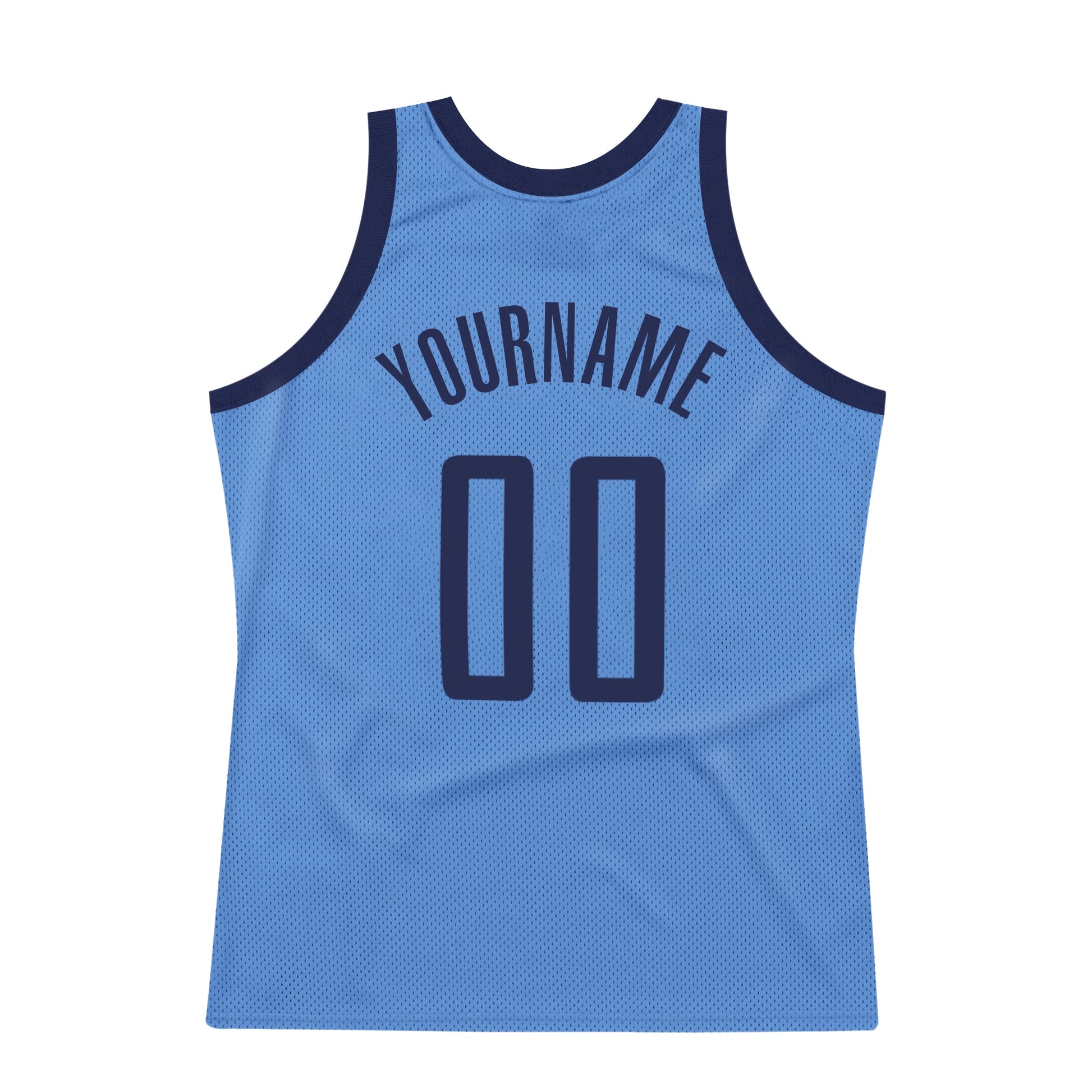 Custom Light Blue Navy Authentic Throwback Basketball Jersey view 5