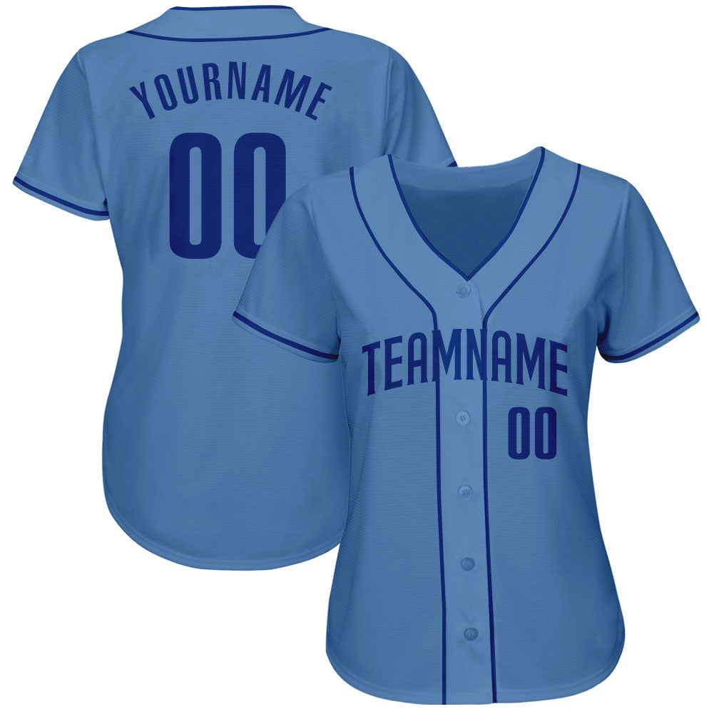 Custom Light Blue Royal Authentic Baseball Jersey view 2