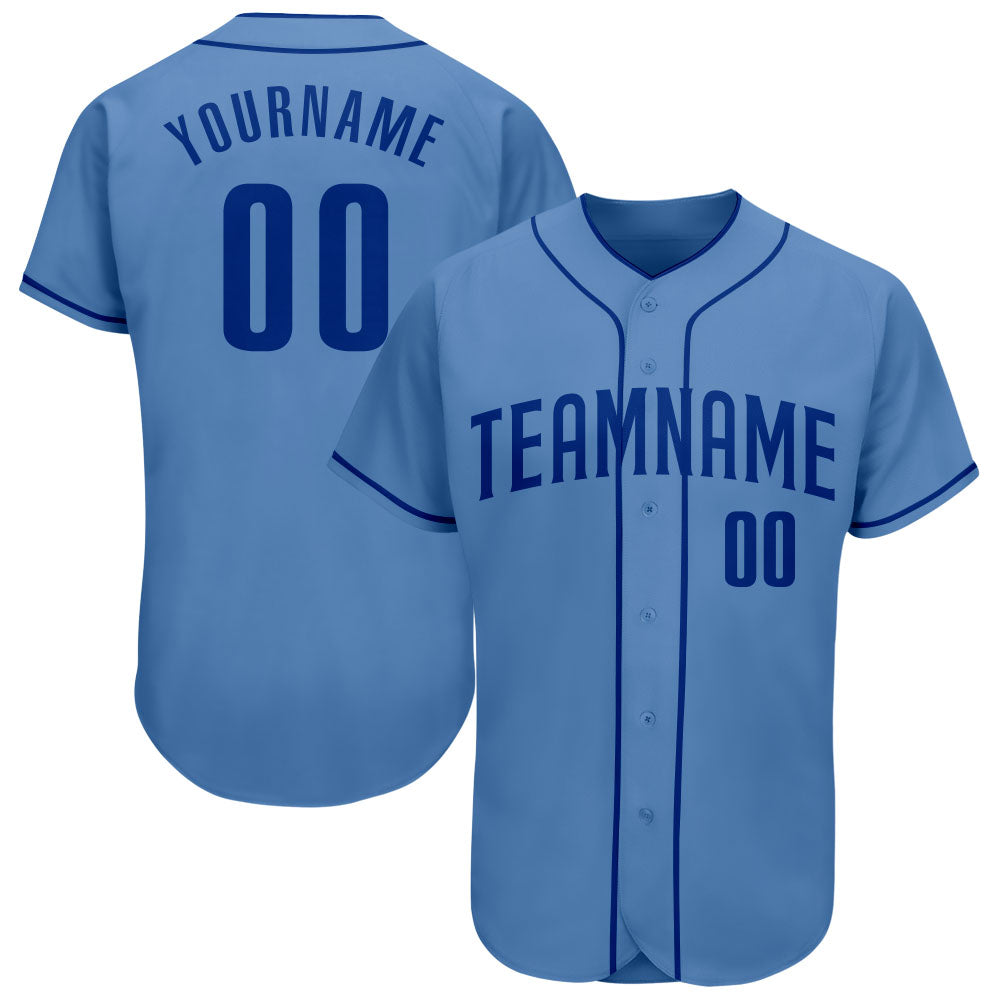 Custom Light Blue Royal Authentic Baseball Jersey - Main View