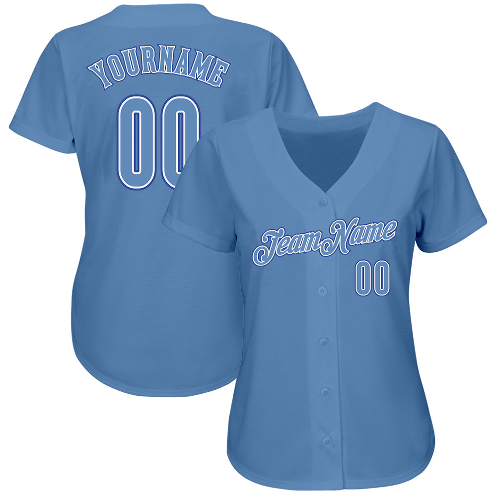 Custom Light Blue Light Blue-Royal Authentic Baseball Jersey view 2