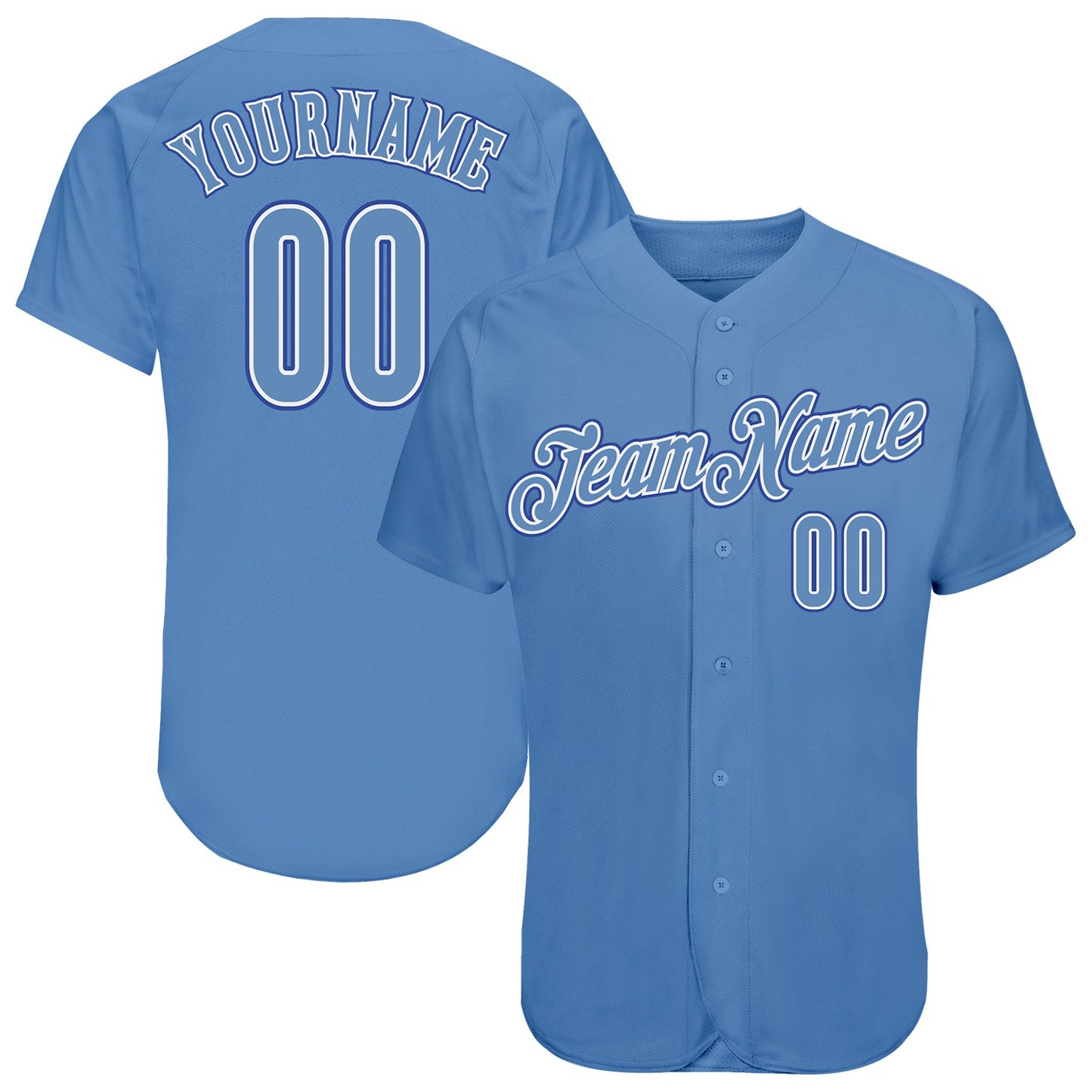 Custom Light Blue Light Blue-Royal Authentic Baseball Jersey - Main View