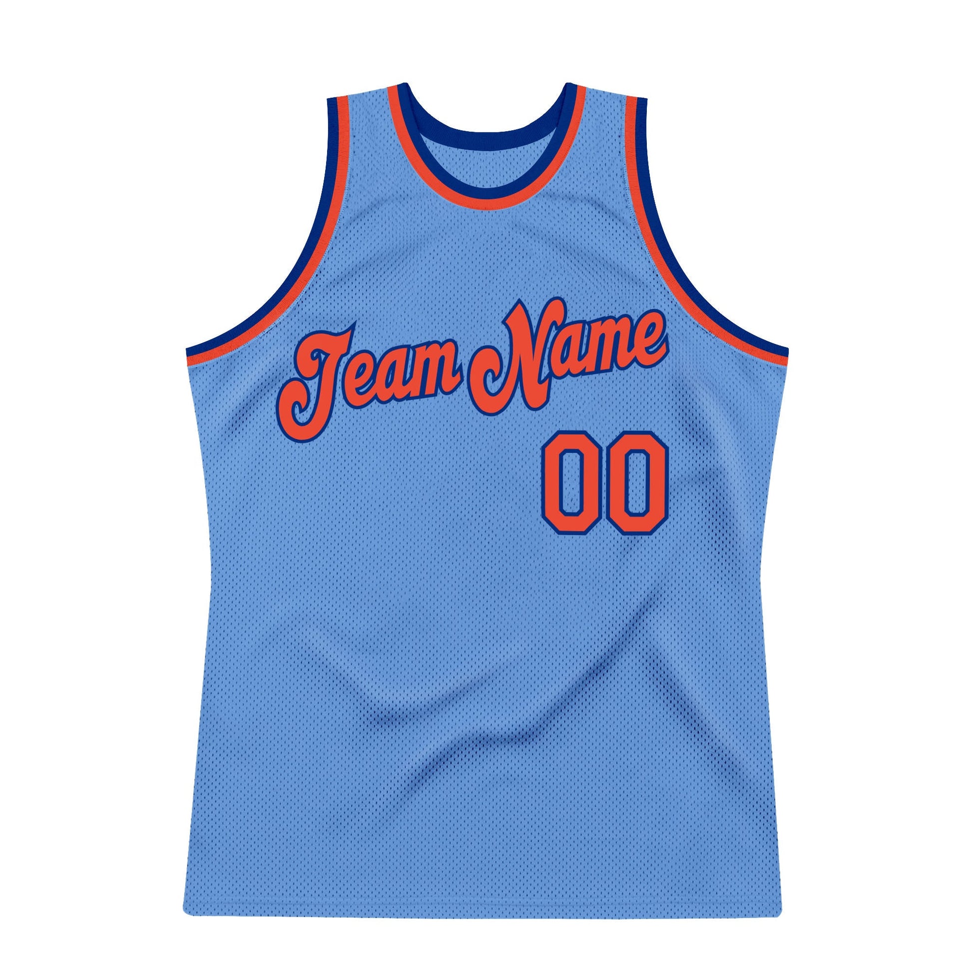 Custom Light Blue Orange-Royal Authentic Throwback Basketball Jersey view 5