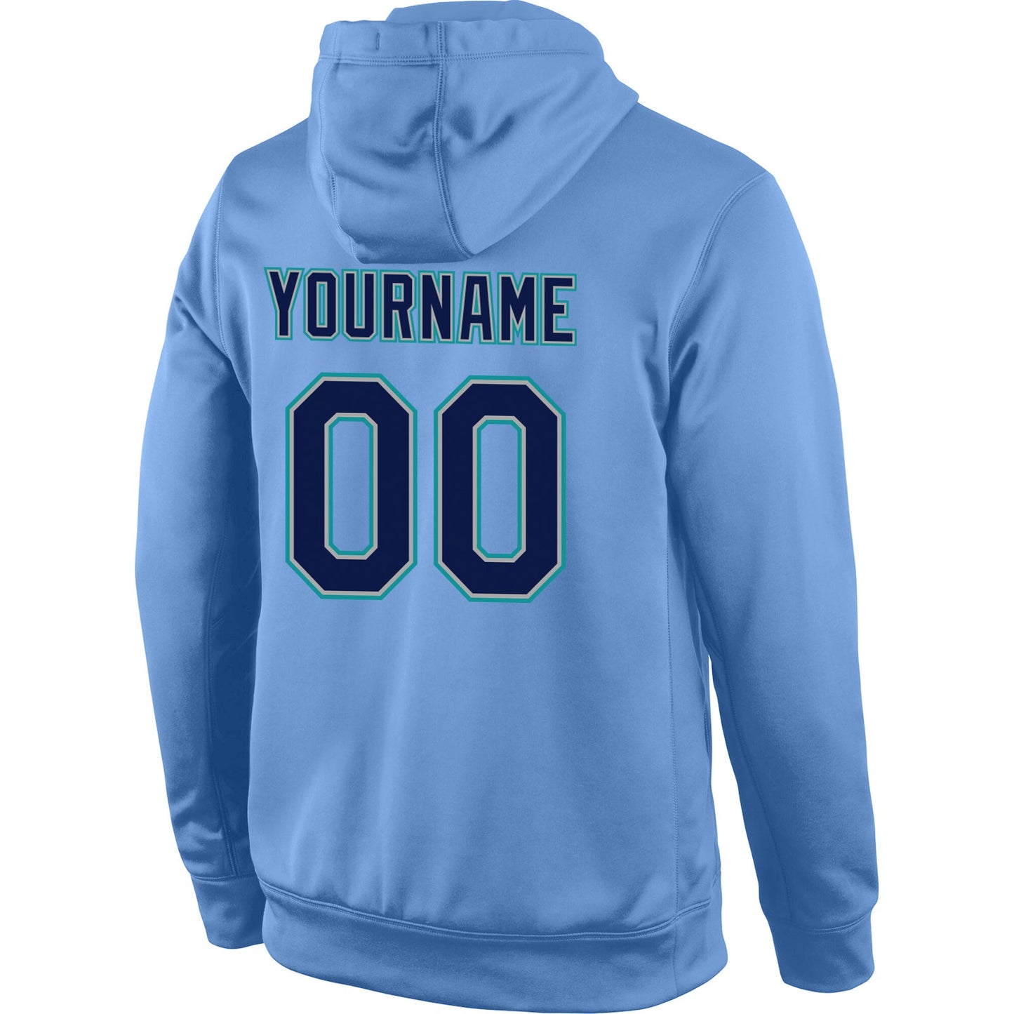 Custom Stitched Light Blue Navy-Aqua Sports Pullover Sweatshirt Hoodie view 3