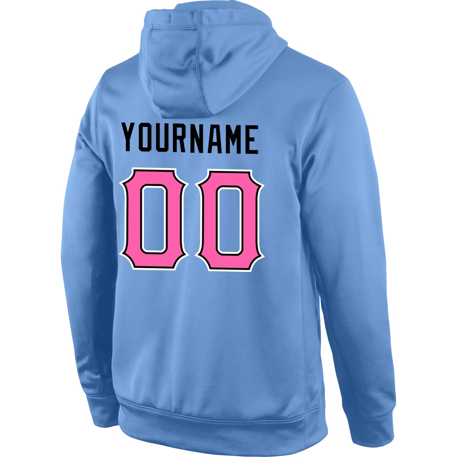 Custom Stitched Light Blue Pink-Black Sports Pullover Sweatshirt Hoodie view 3