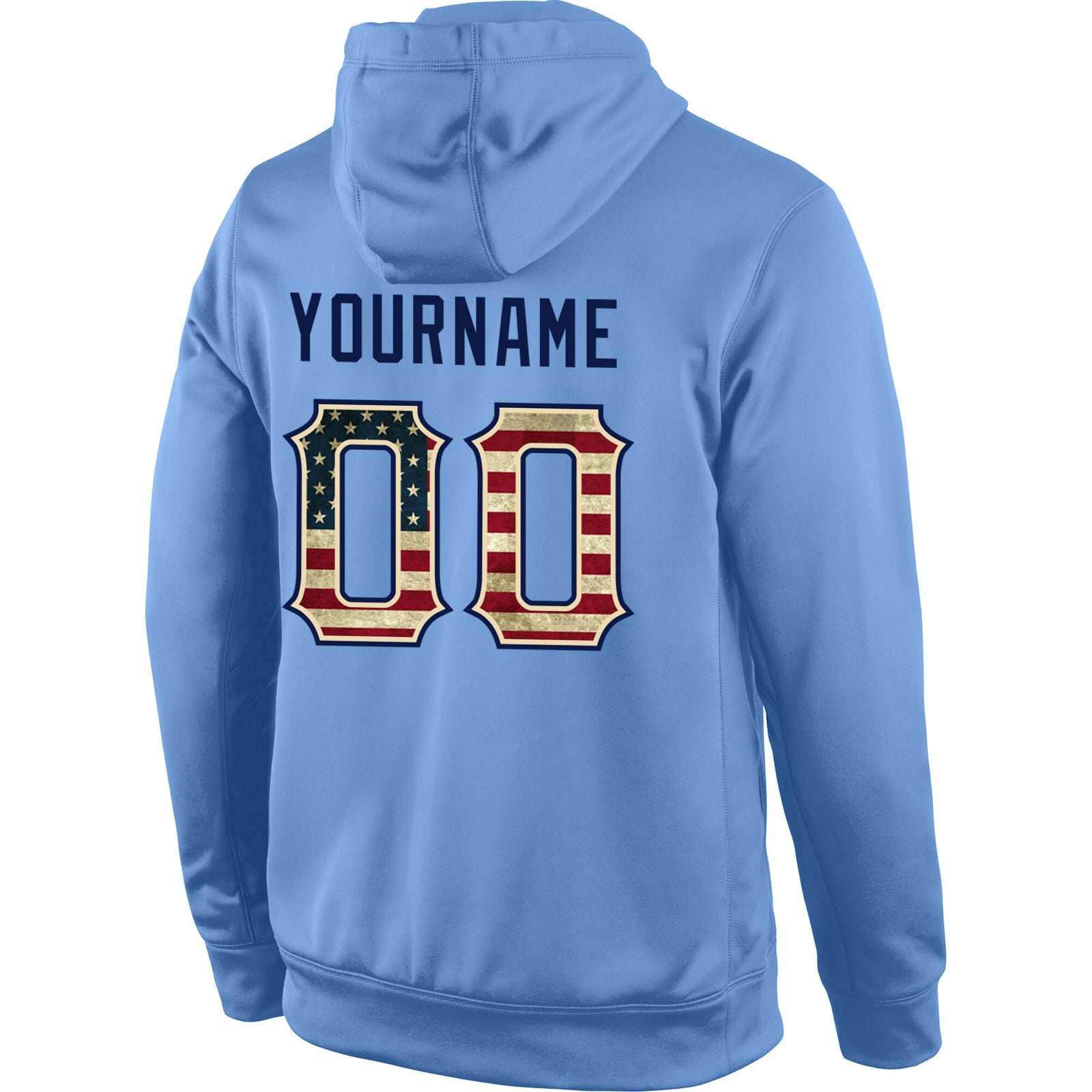 Custom Stitched Light Blue Vintage USA Flag-Cream Sports Pullover Sweatshirt Hoodie view 3