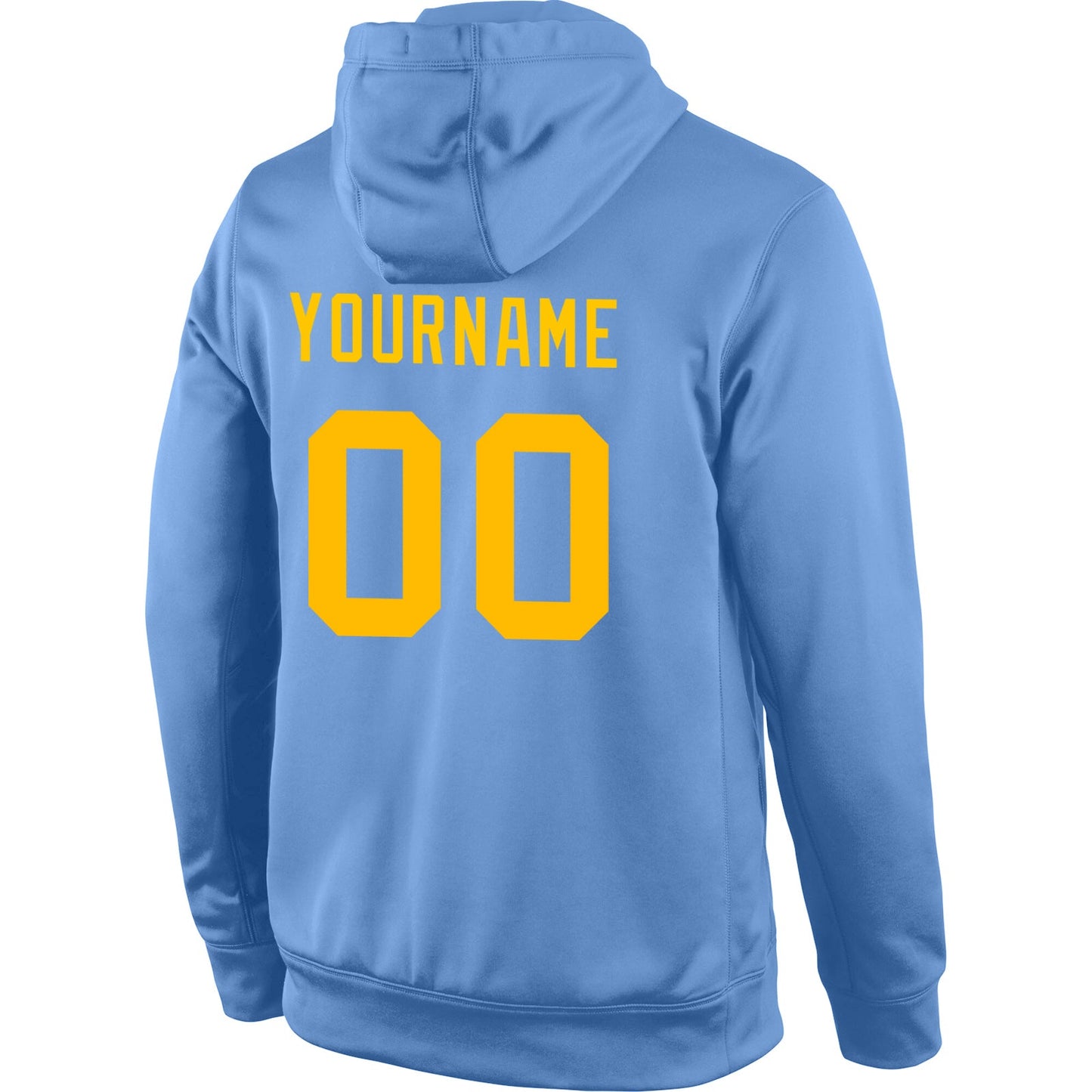 Custom Stitched Light Blue Gold Sports Pullover Sweatshirt Hoodie view 3
