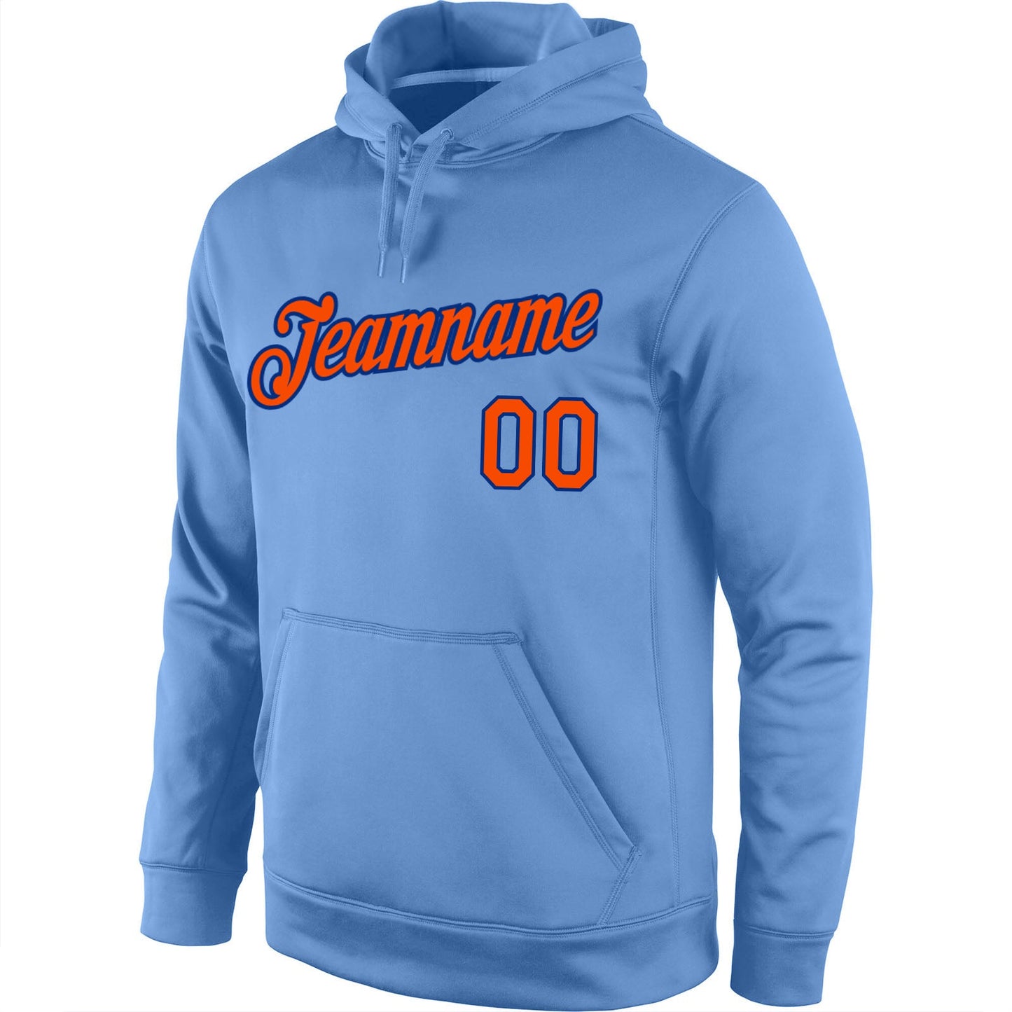 Custom Stitched Light Blue Orange-Royal Sports Pullover Sweatshirt Hoodie view 2