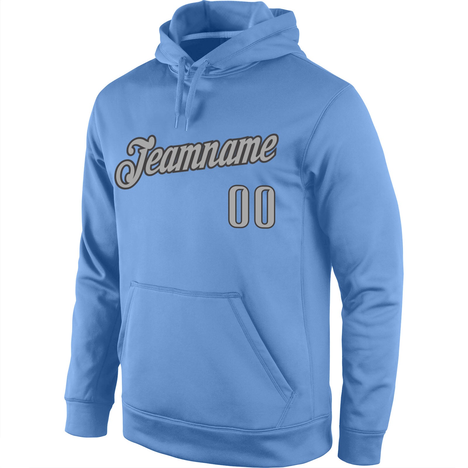 Custom Stitched Light Blue Gray-Navy Sports Pullover Sweatshirt Hoodie view 2
