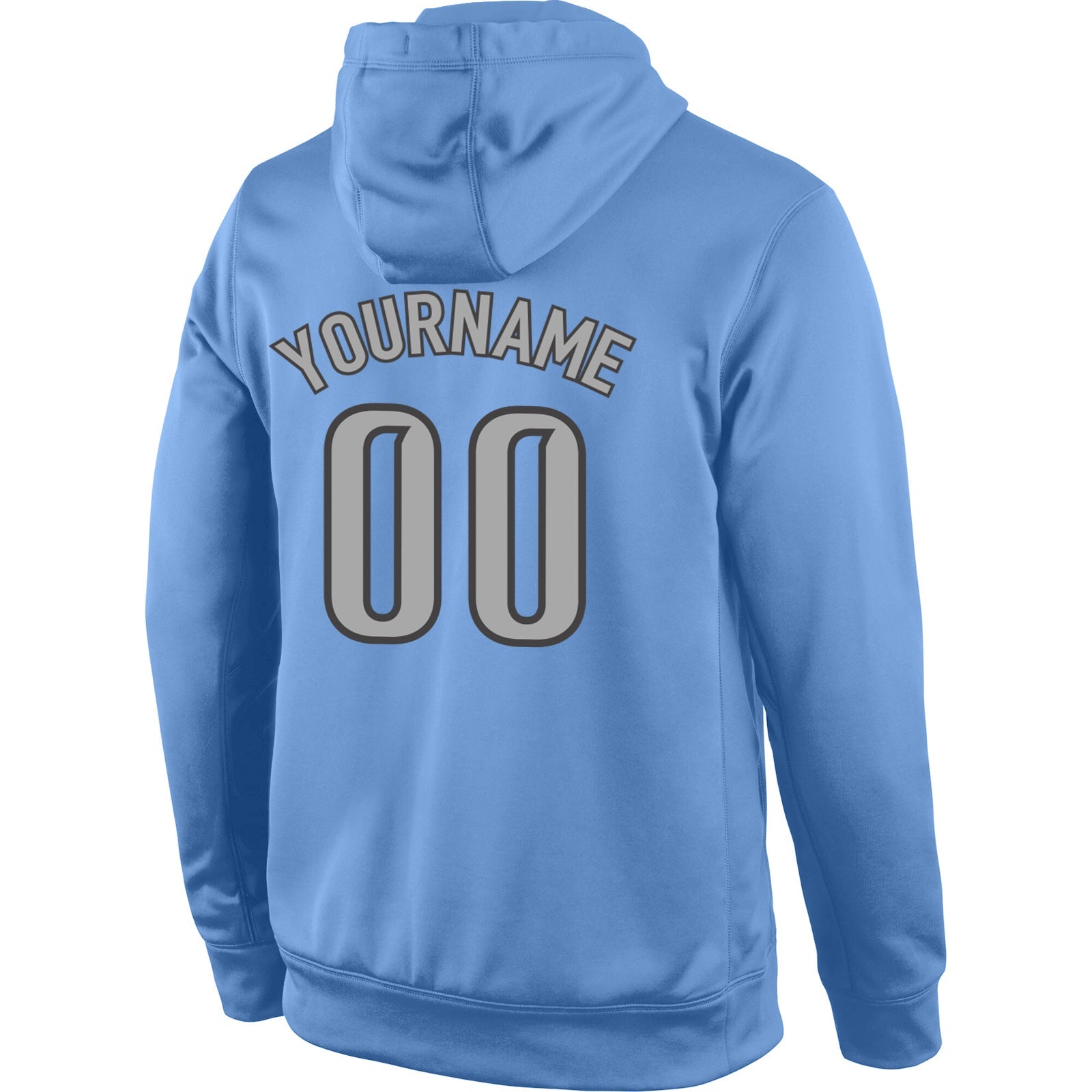 Custom Stitched Light Blue Gray-Navy Sports Pullover Sweatshirt Hoodie view 3