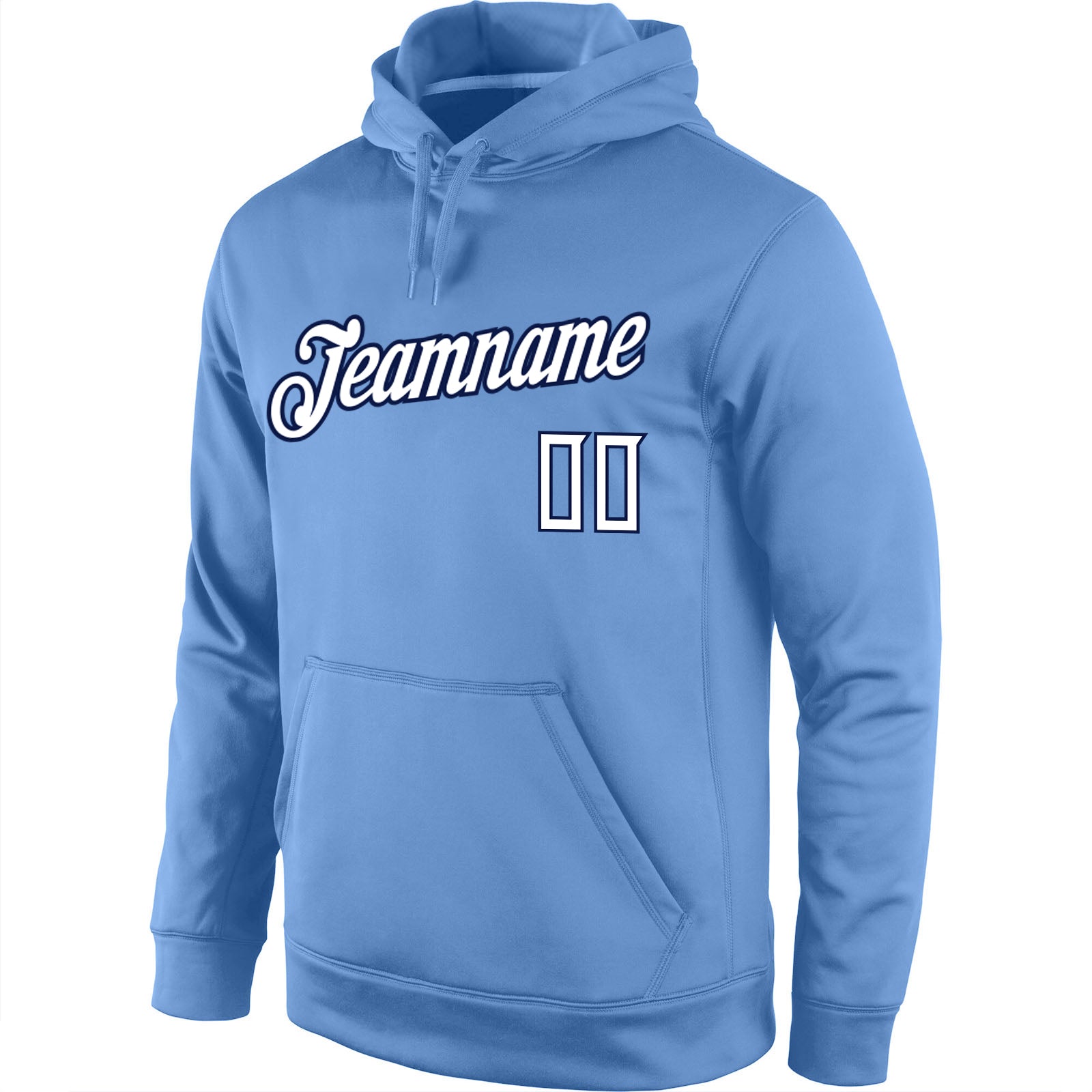 Custom Stitched Light Blue White-Navy Sports Pullover Sweatshirt Hoodie view 2