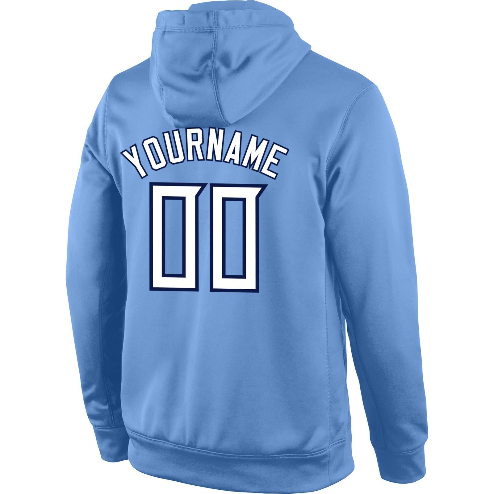Custom Stitched Light Blue White-Navy Sports Pullover Sweatshirt Hoodie view 3