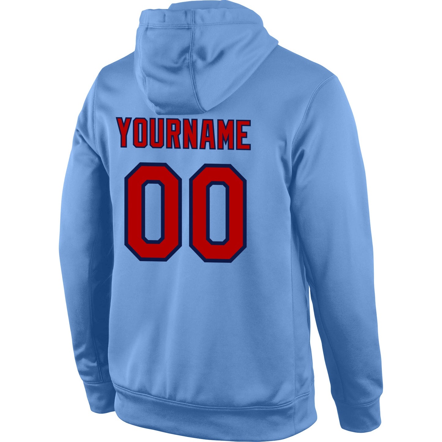 Custom Stitched Light Blue Red-Navy Sports Pullover Sweatshirt Hoodie view 3
