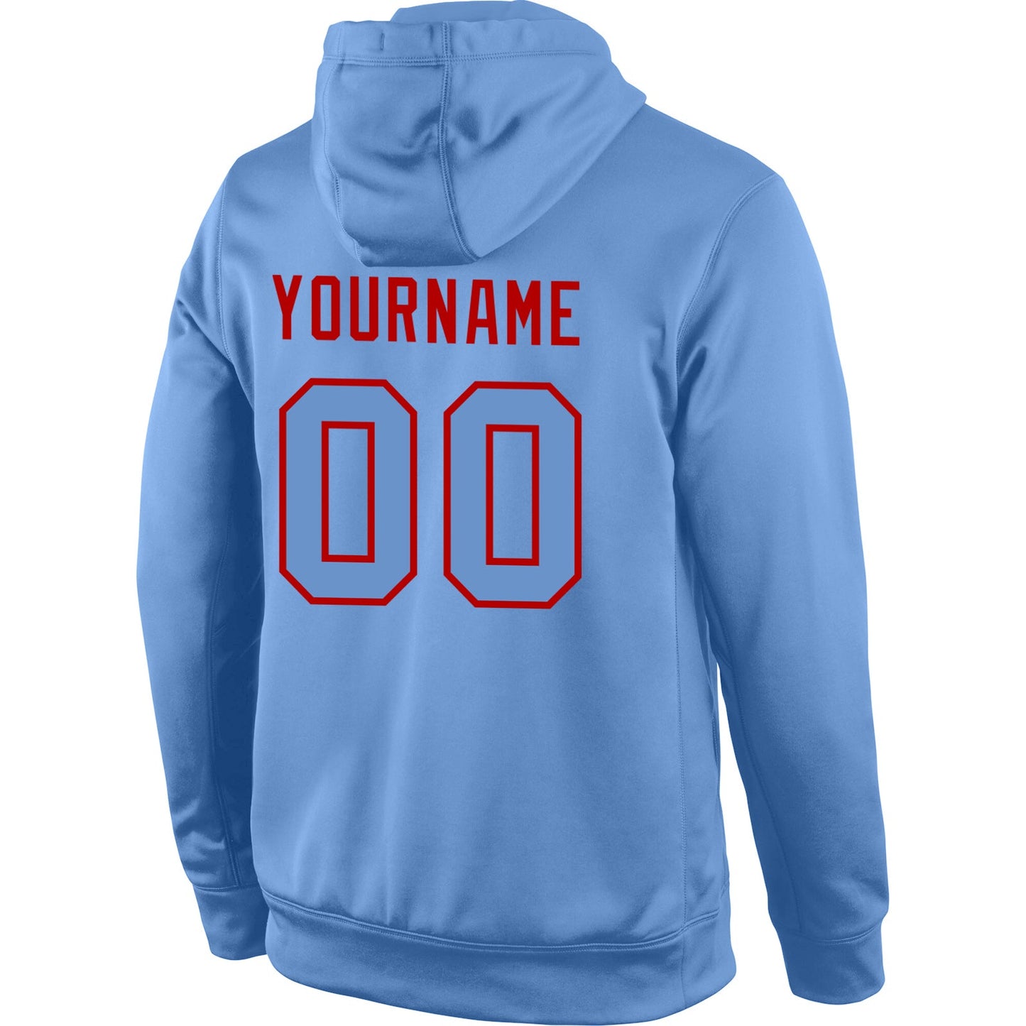 Custom Stitched Light Blue Light Blue-Red Sports Pullover Sweatshirt Hoodie view 3