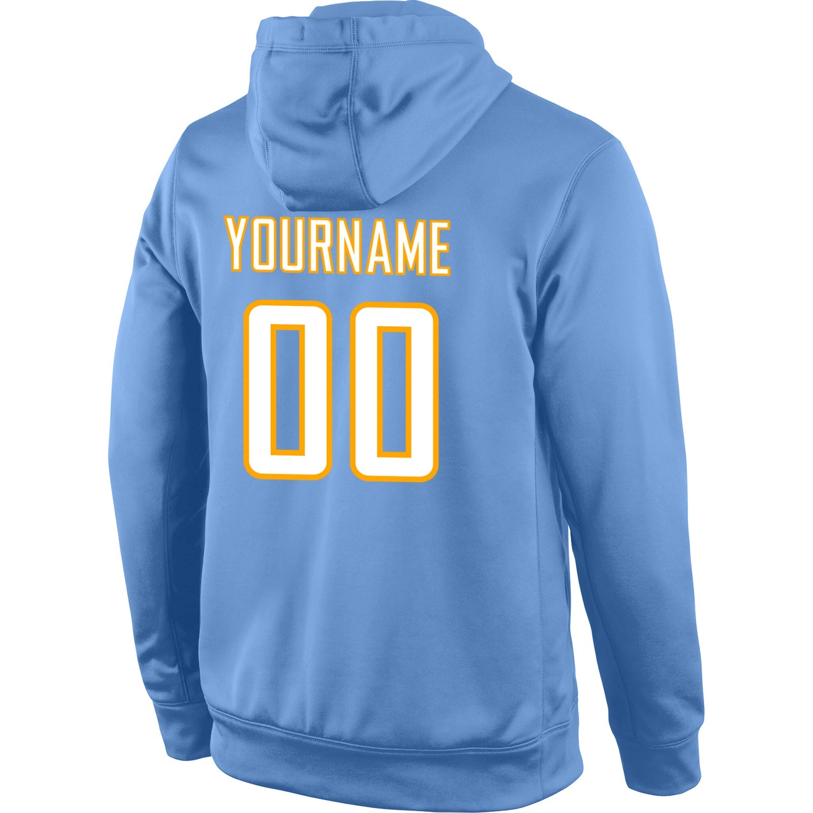 Custom Stitched Light Blue White-Gold Sports Pullover Sweatshirt Hoodie view 3