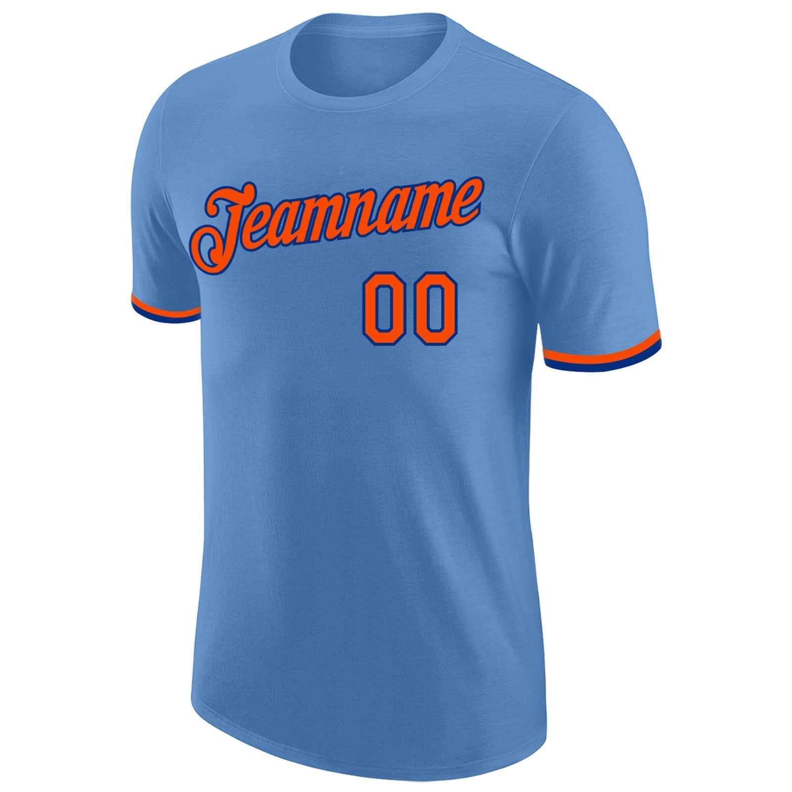 Custom Light Blue Orange-Royal Performance T-Shirt view 5