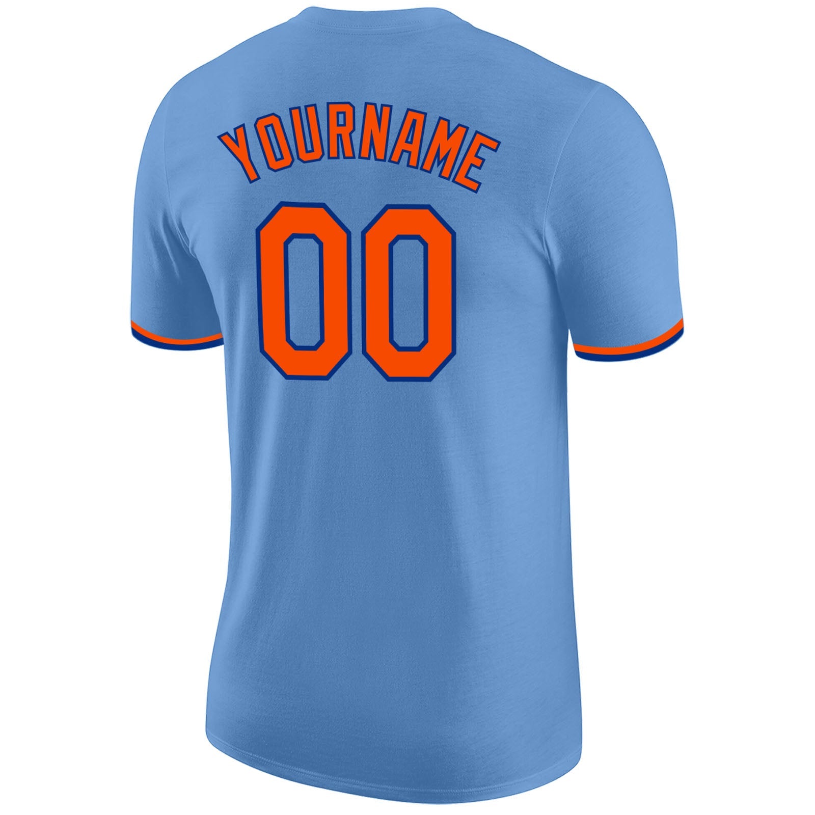 Custom Light Blue Orange-Royal Performance T-Shirt view 6