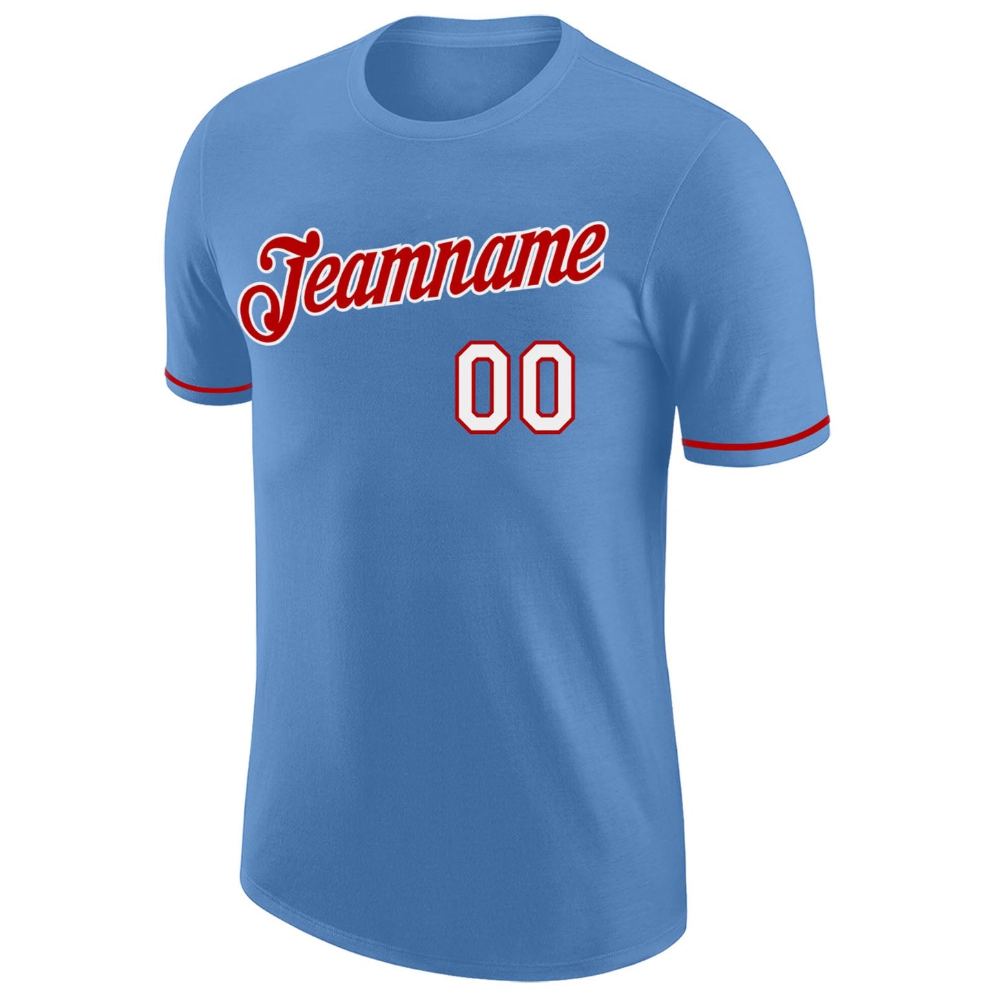Custom Light Blue White-Red Performance T-Shirt view 5