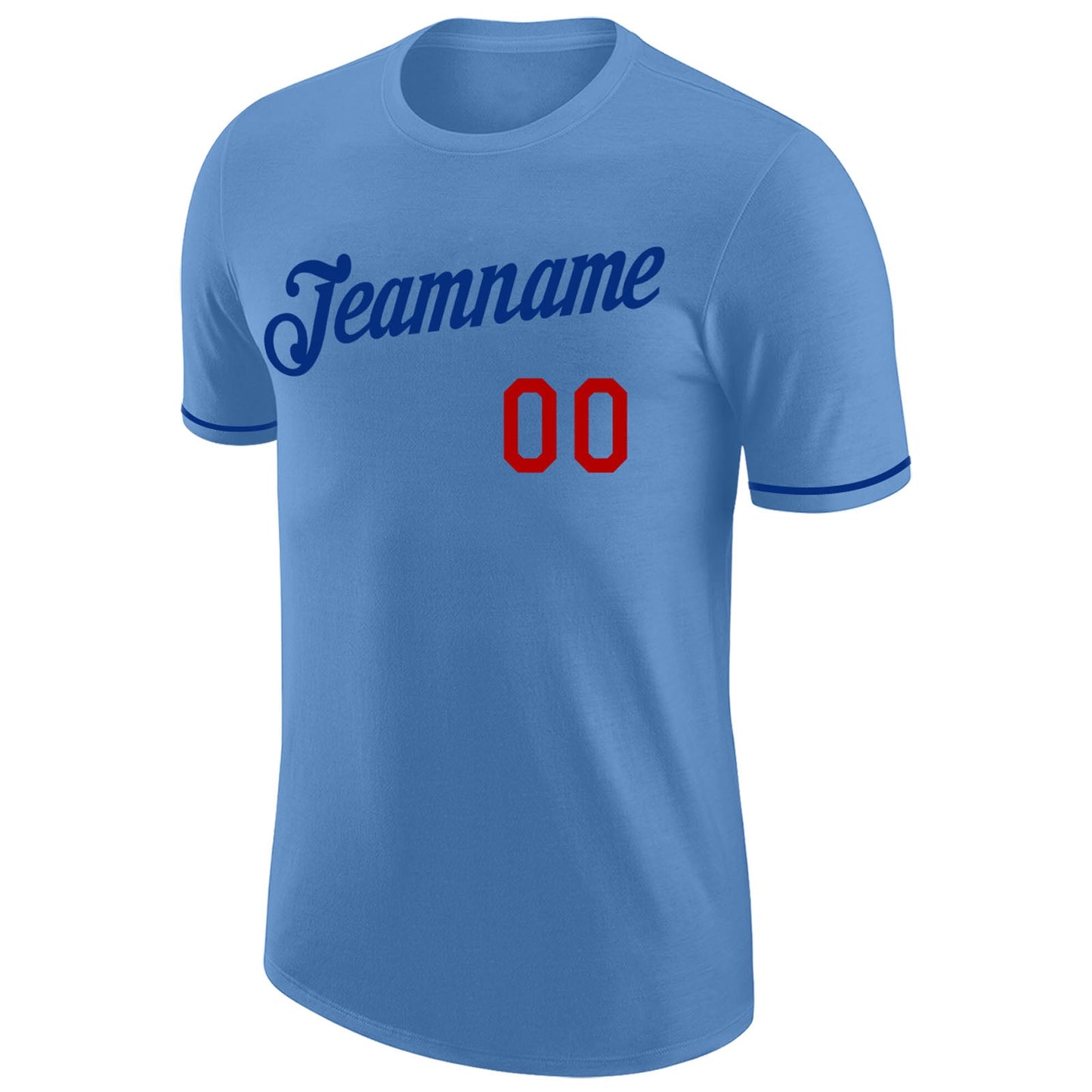 Custom Light Blue Royal-Red Performance T-Shirt view 5