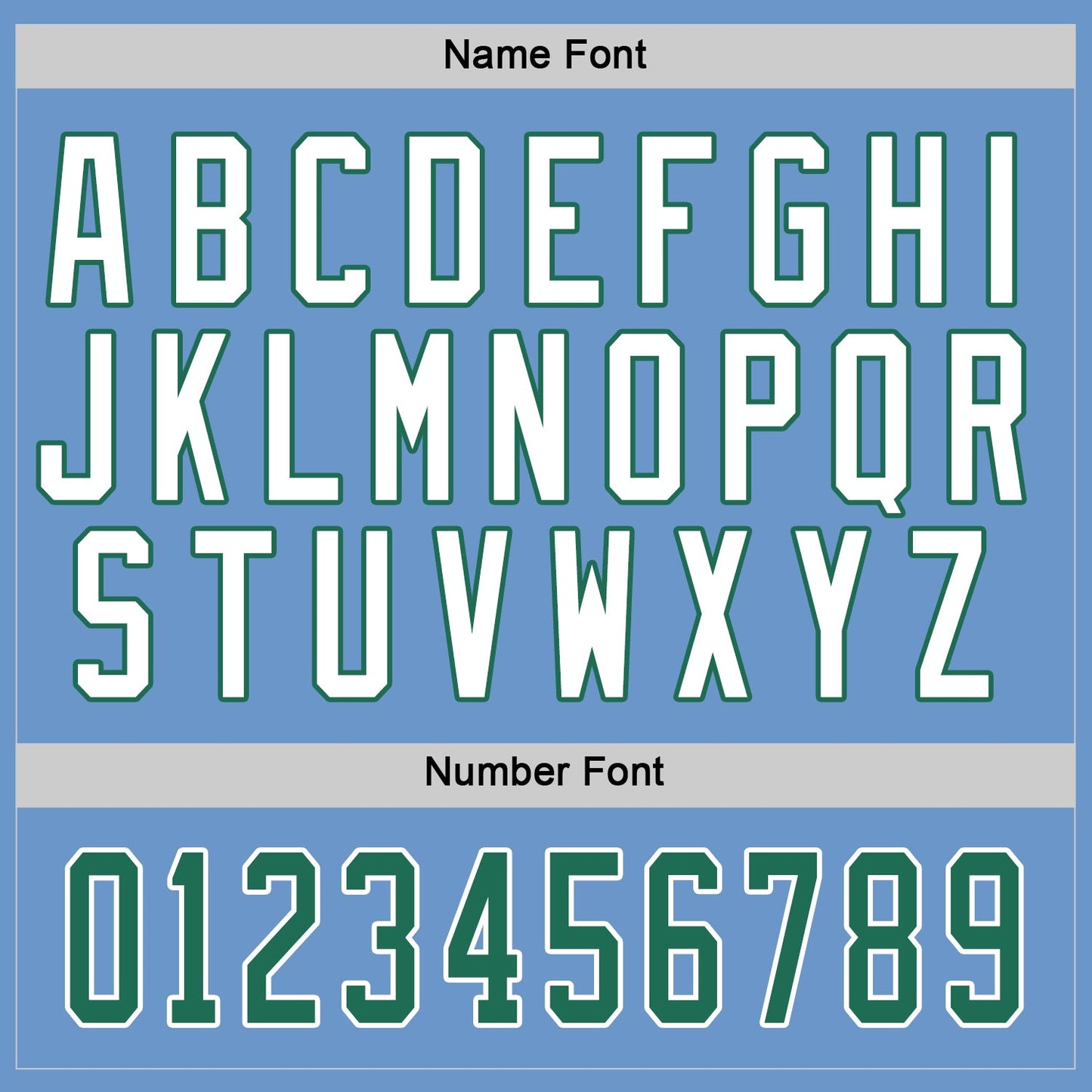 Custom Light Blue Kelly Green-White Hockey Jersey view 3