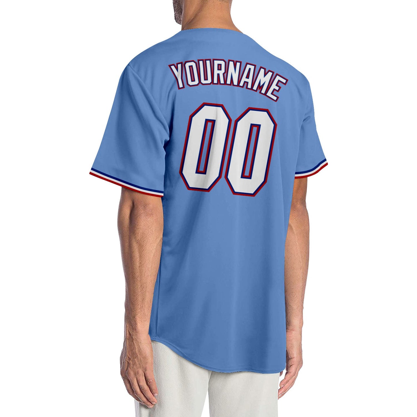 Custom Light Blue White-Royal Authentic Baseball Jersey view 2